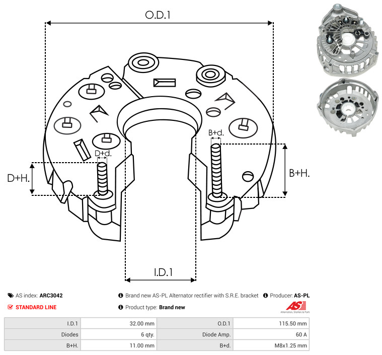 AS-PL arc3042 115,50mm