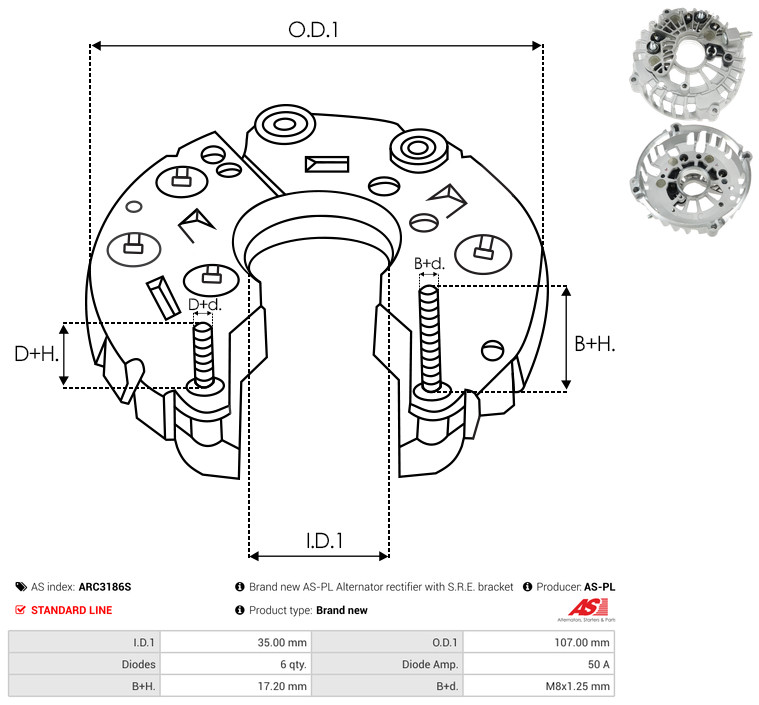 AS-PL arc3186s 1070mm for FORD BMW PEUGEOT