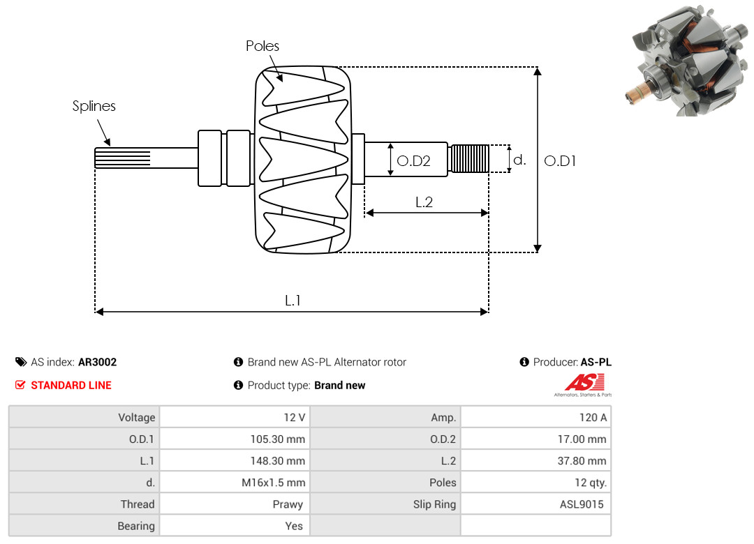 AS-PL ar3002 105,30mm for FIAT RENAULT