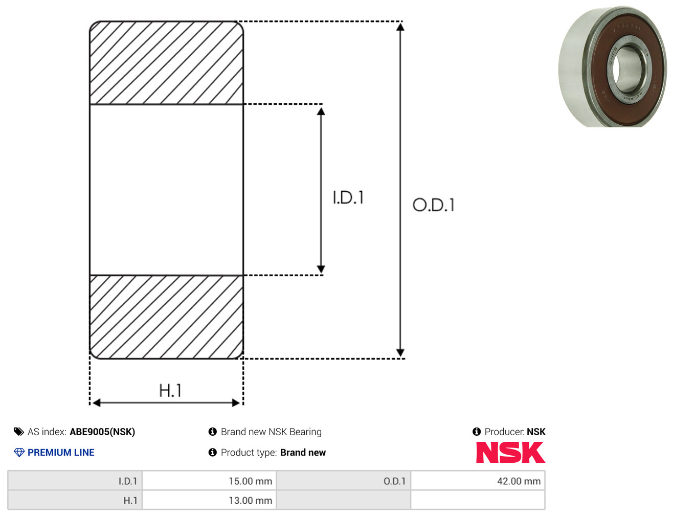 AS-PL Leje ABE9005(NSK) for NISSAN TOYOTA MITSUBISHI
