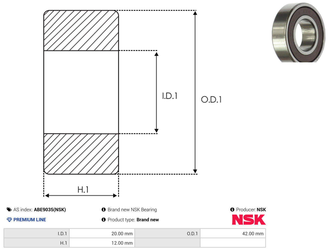 AS-PL Leje ABE9035(NSK) for NISSAN