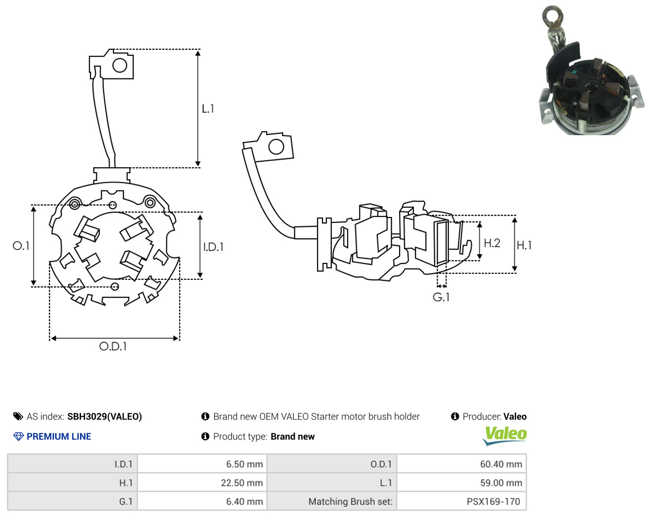 AS-PL sbh3029valeo 60,40mm for OPEL FIAT