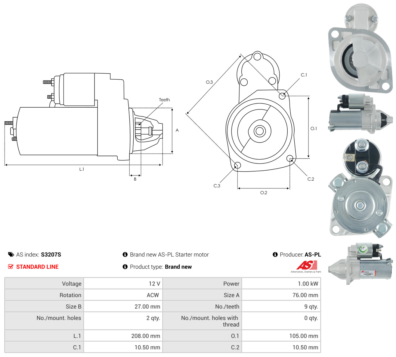 AS-PL Starter s3207s for VW