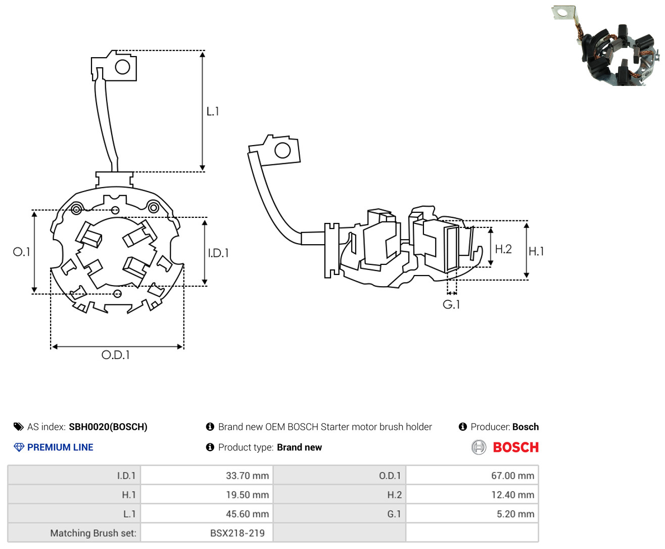 AS-PL sbh0020bosch 670mm for PEUGEOT OPEL VW FORD