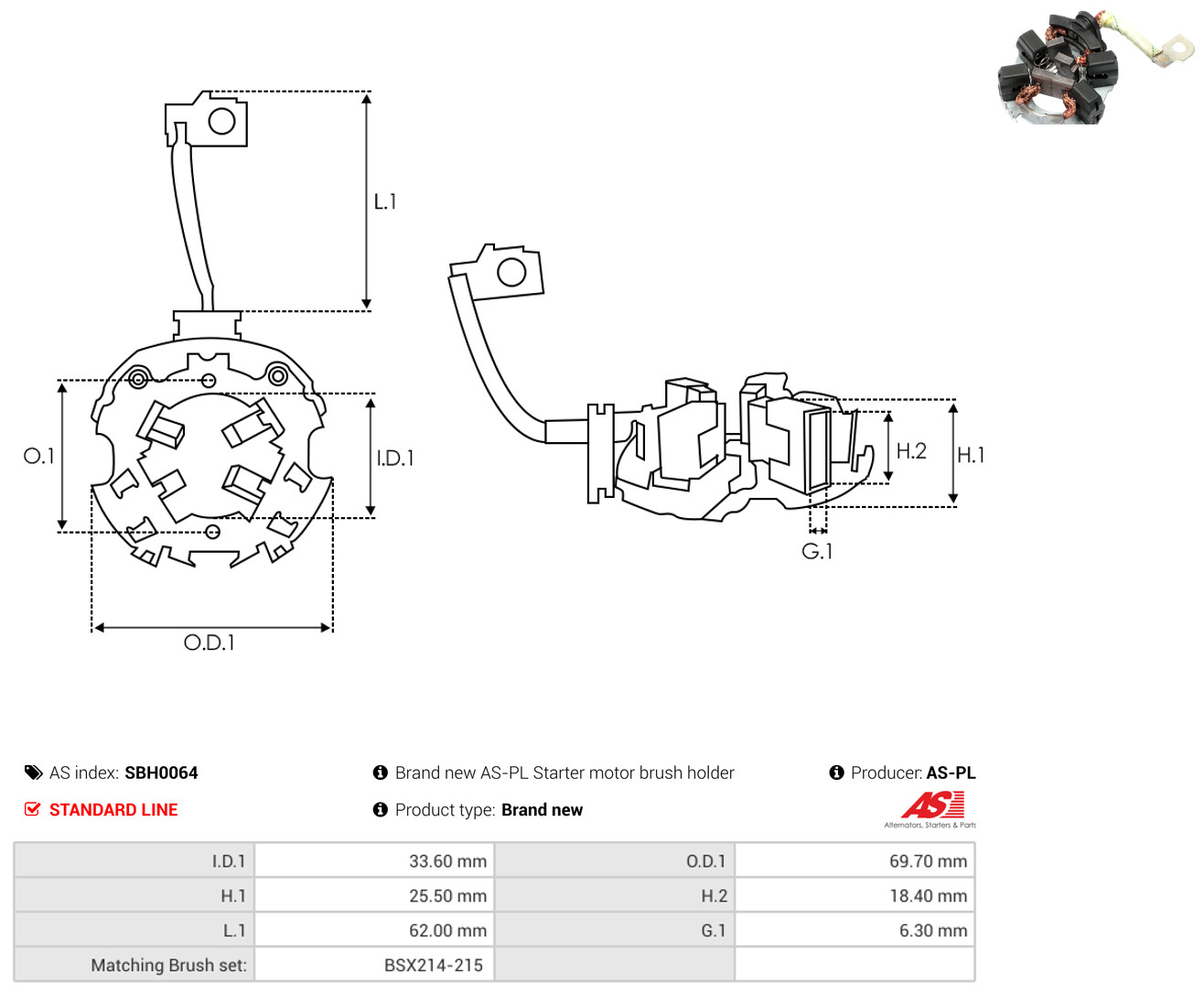 AS-PL sbh0064 69,70mm