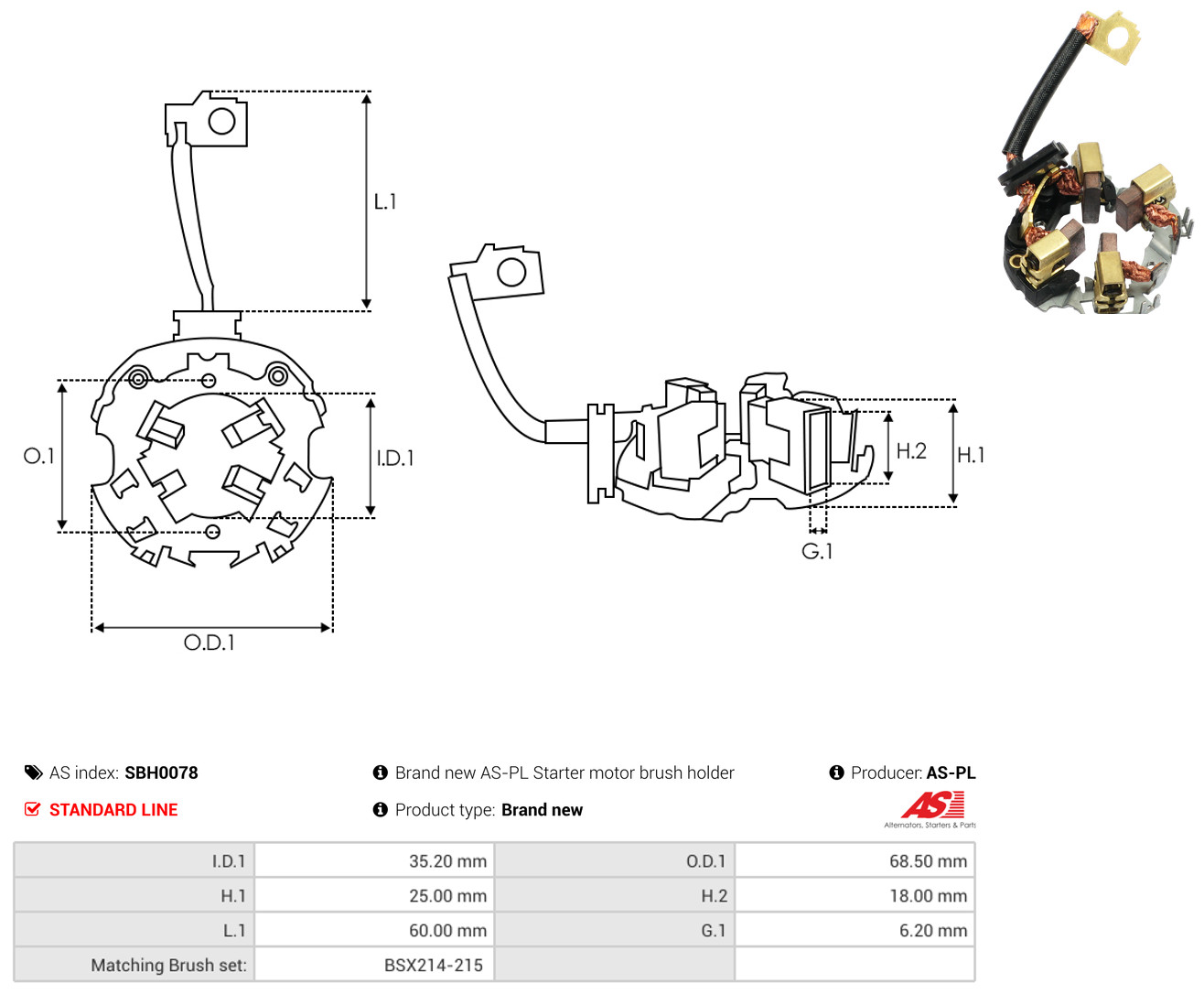 AS-PL sbh0078 68,50mm for VW