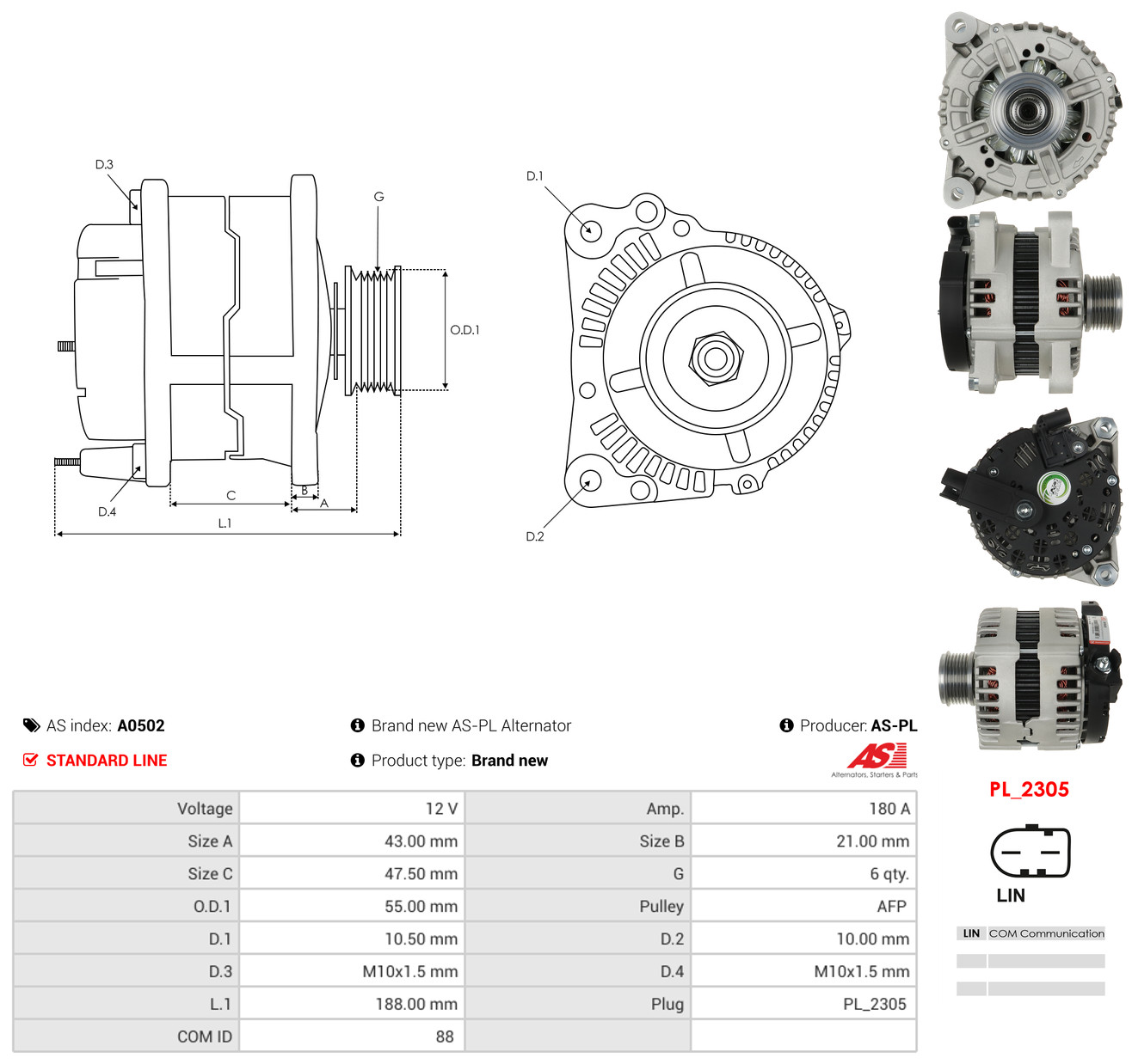 AS-PL Generator a0502 for VOLVO FORD ROVER LAND ROVER