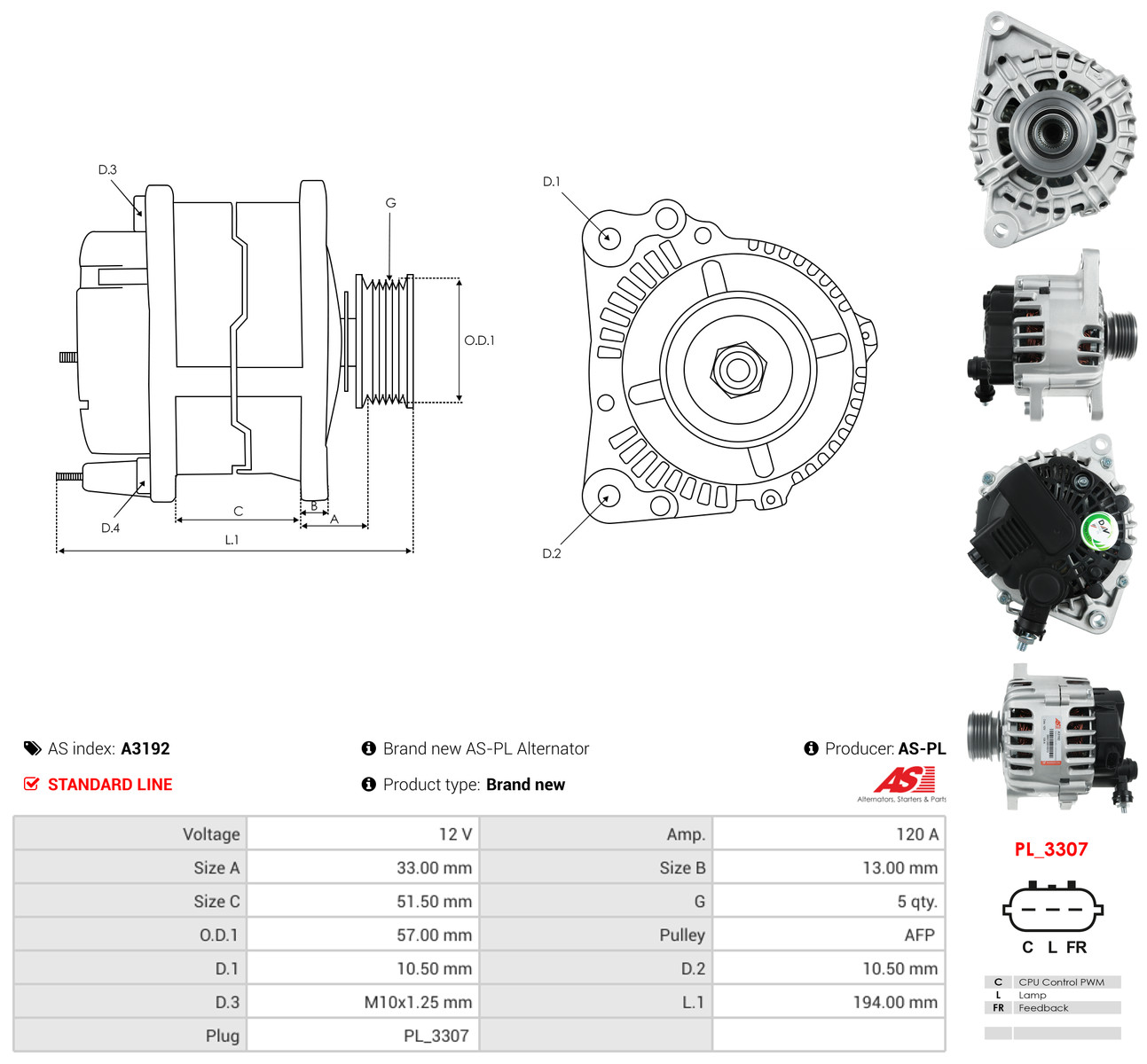 AS-PL Generator a3192 for HYUNDAI
