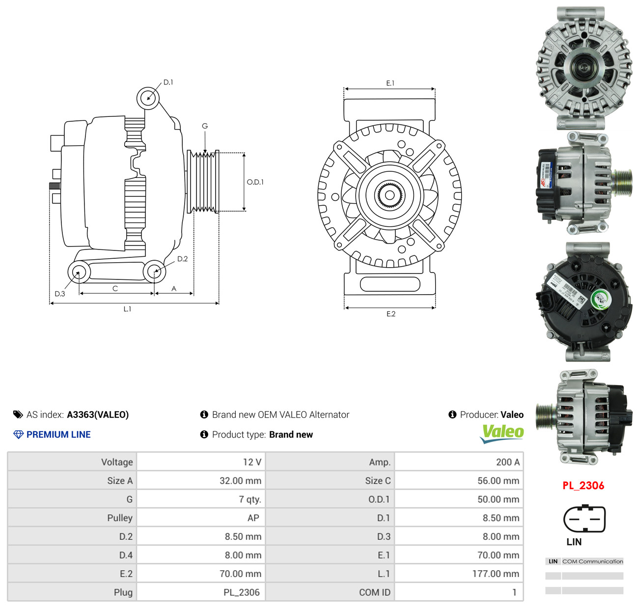 AS-PL Generator a3363valeo for MERCEDES-BENZ