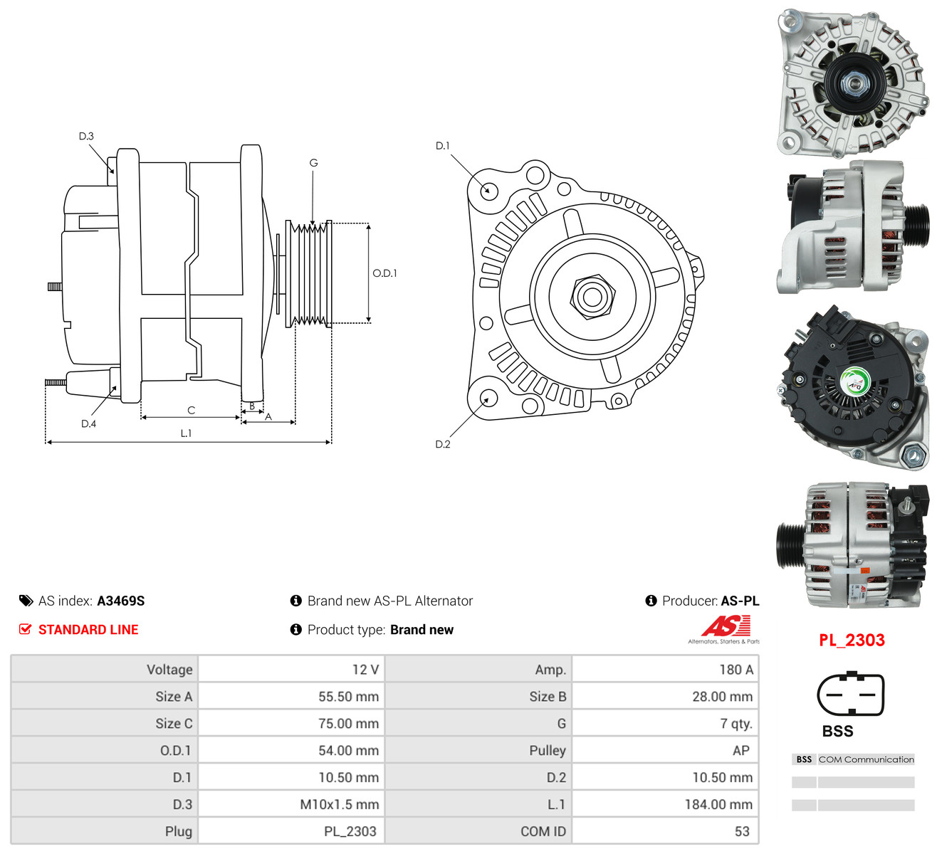 AS-PL Generator a3469s for BMW
