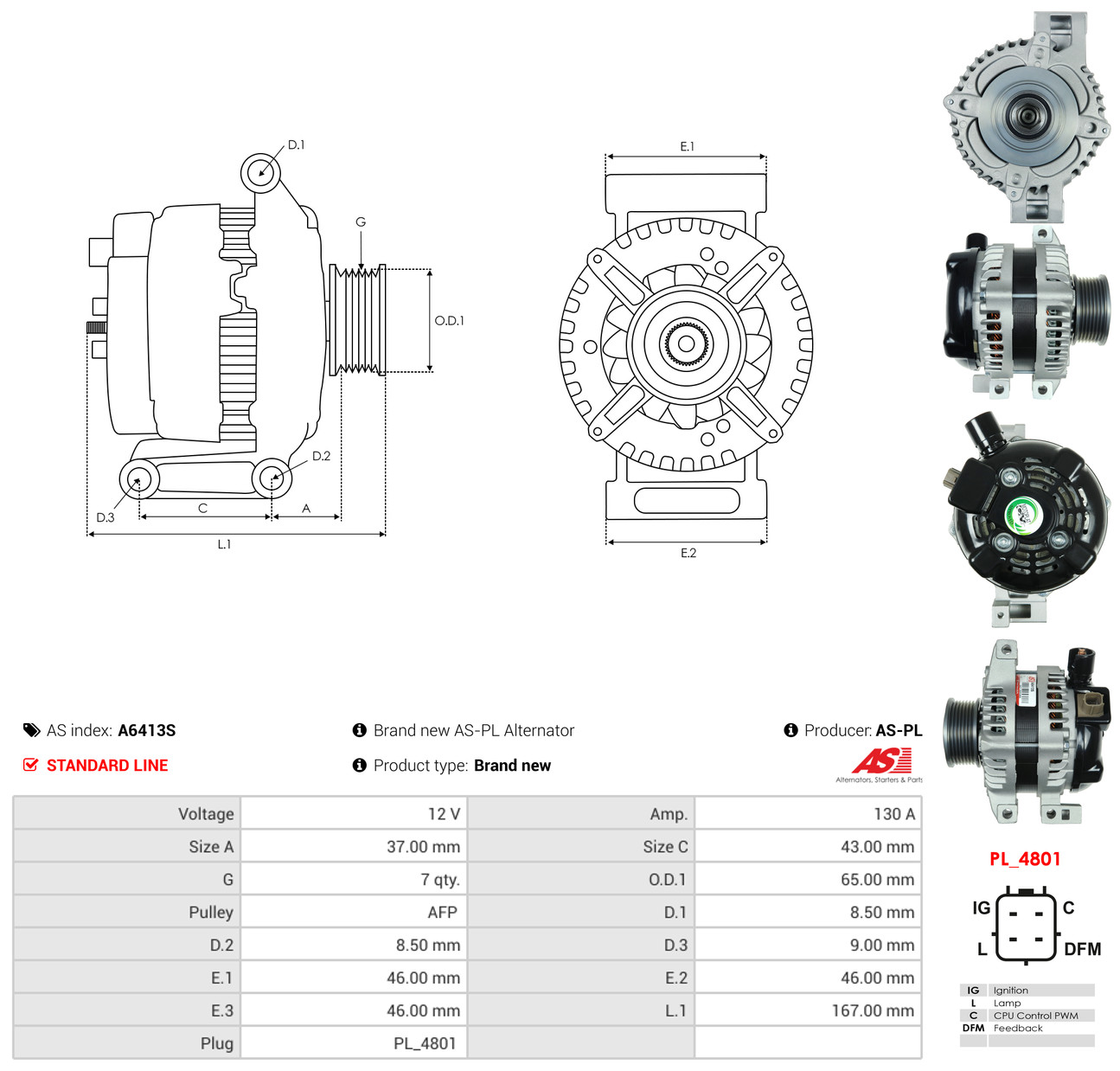 AS-PL Generator a6413s for HONDA