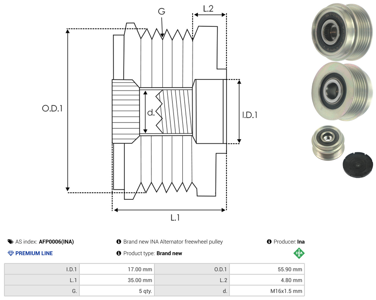AS-PL Generator friløbskobling afp0006ina for VW