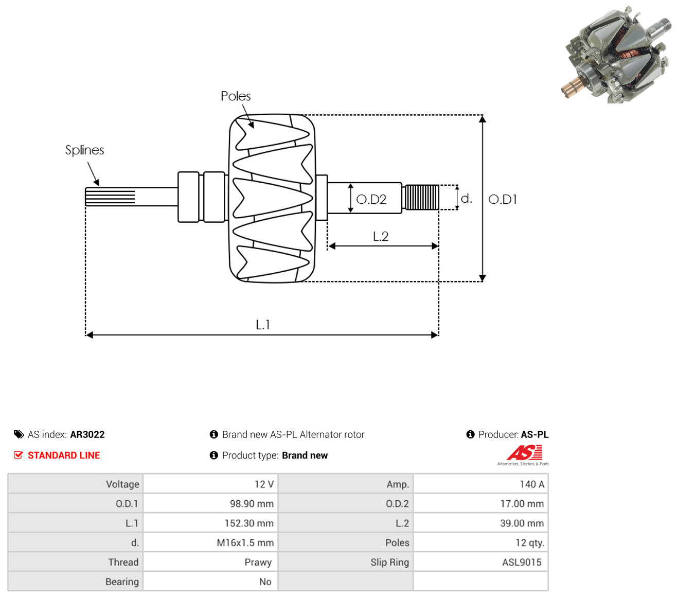 AS-PL ar3022 98,90mm