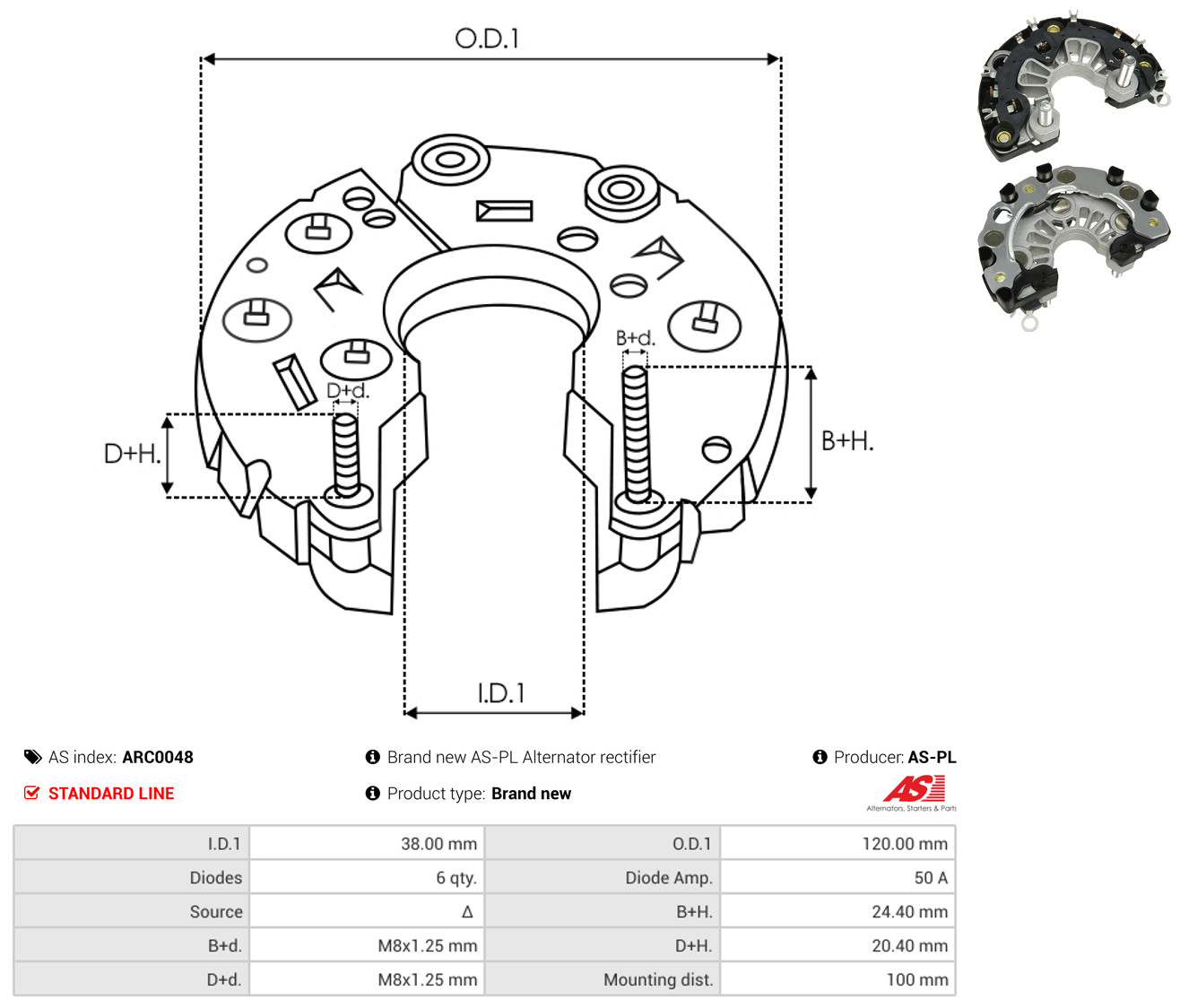 AS-PL arc0048 1200mm for DAF IVECO MAN