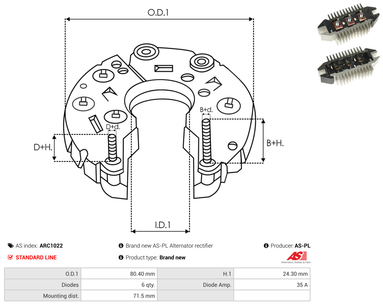 AS-PL arc1022 80,40mm for OPEL