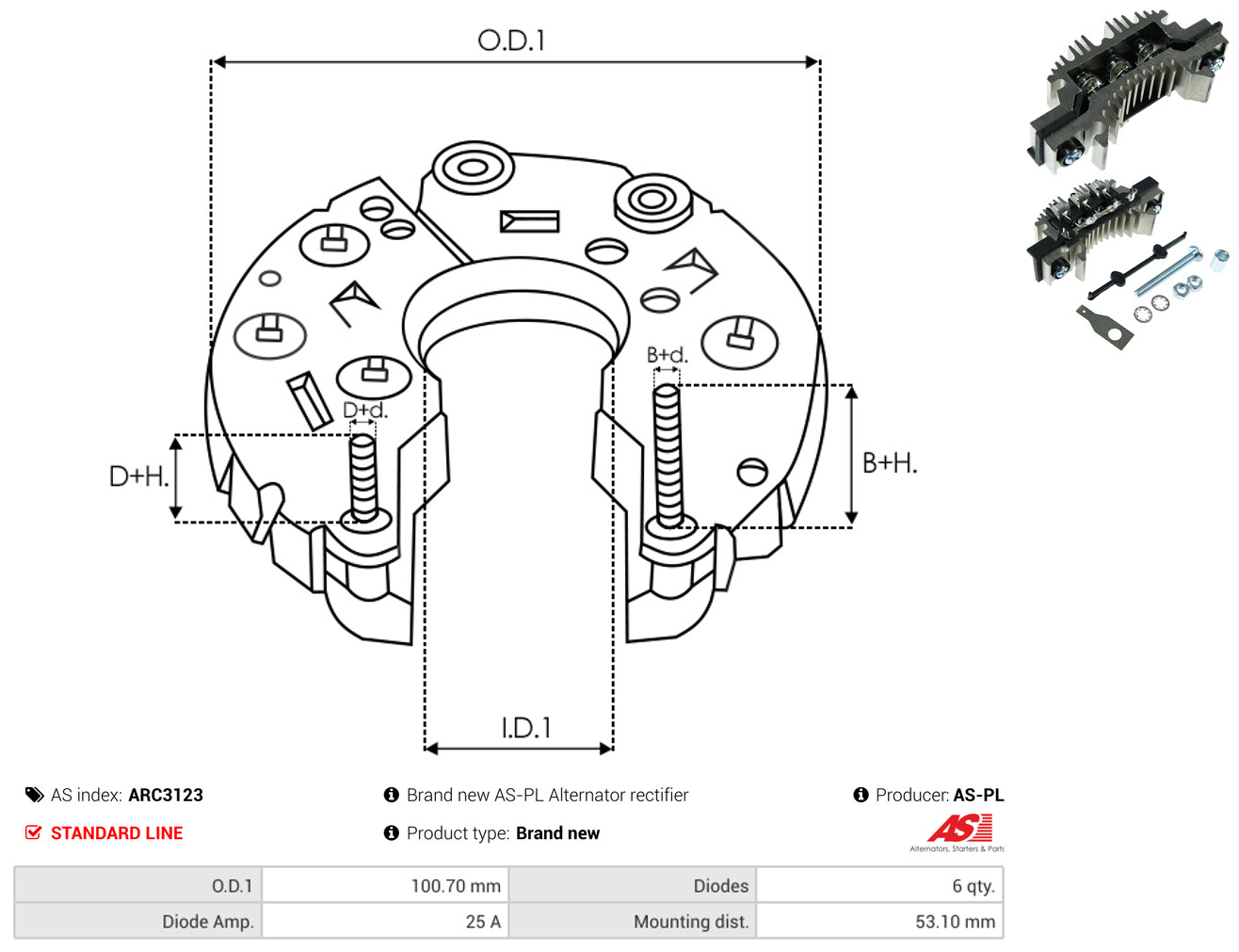 AS-PL arc3123 100,70mm