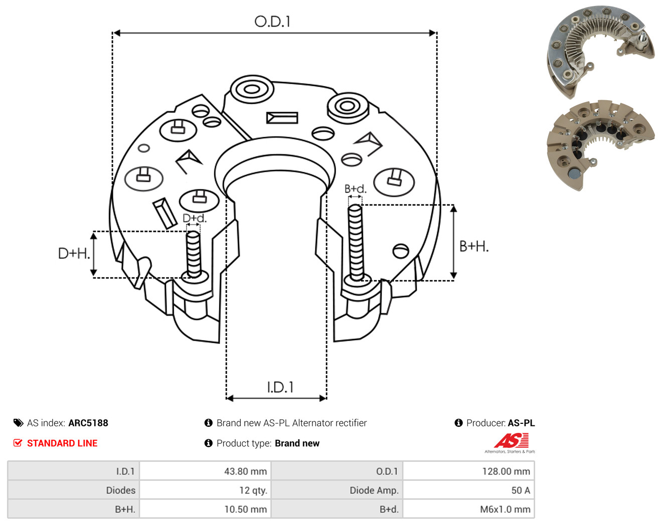 AS-PL arc5188 1280mm for MAZDA MITSUBISHI