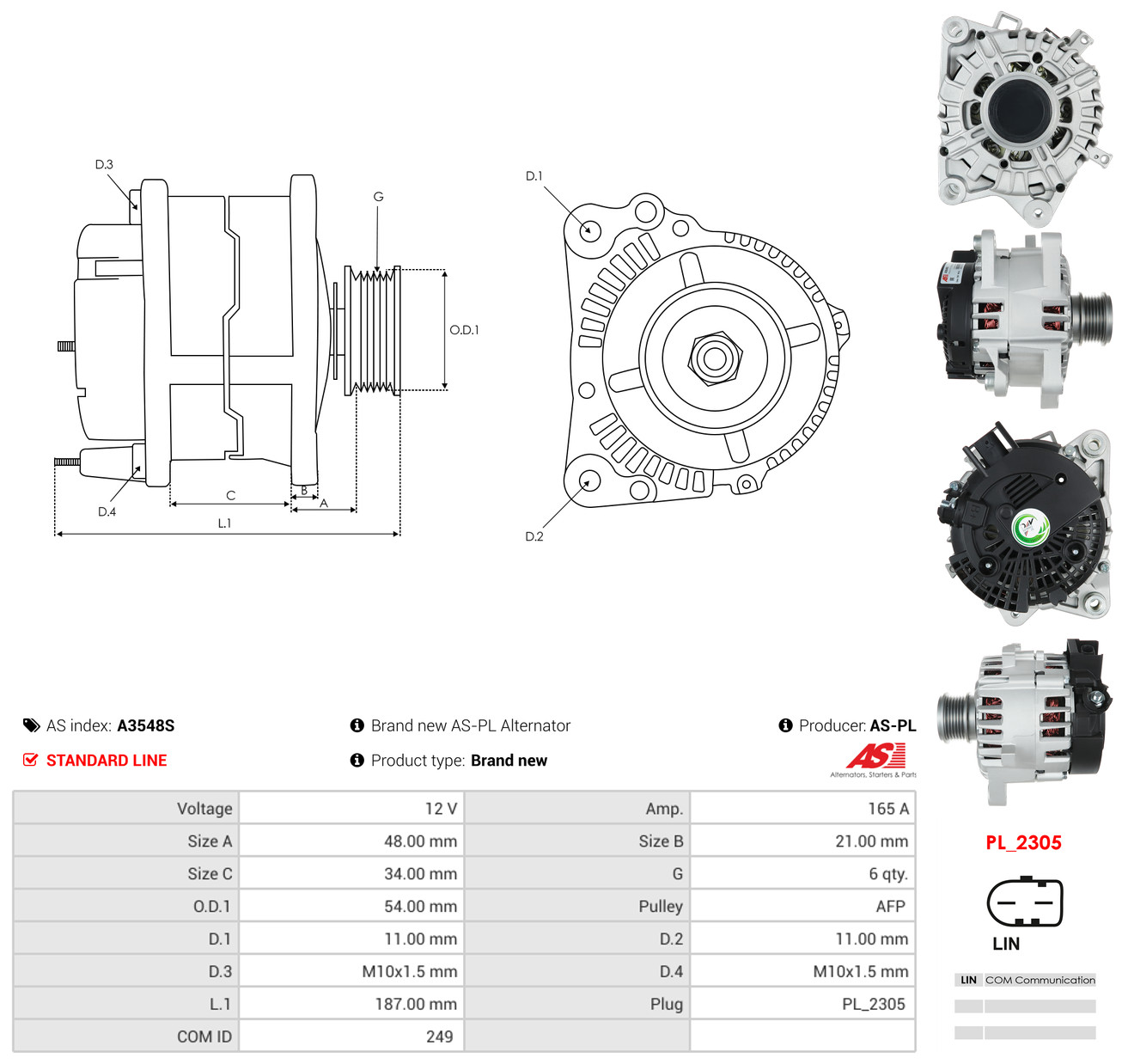 AS-PL Generator a3548s for FORD