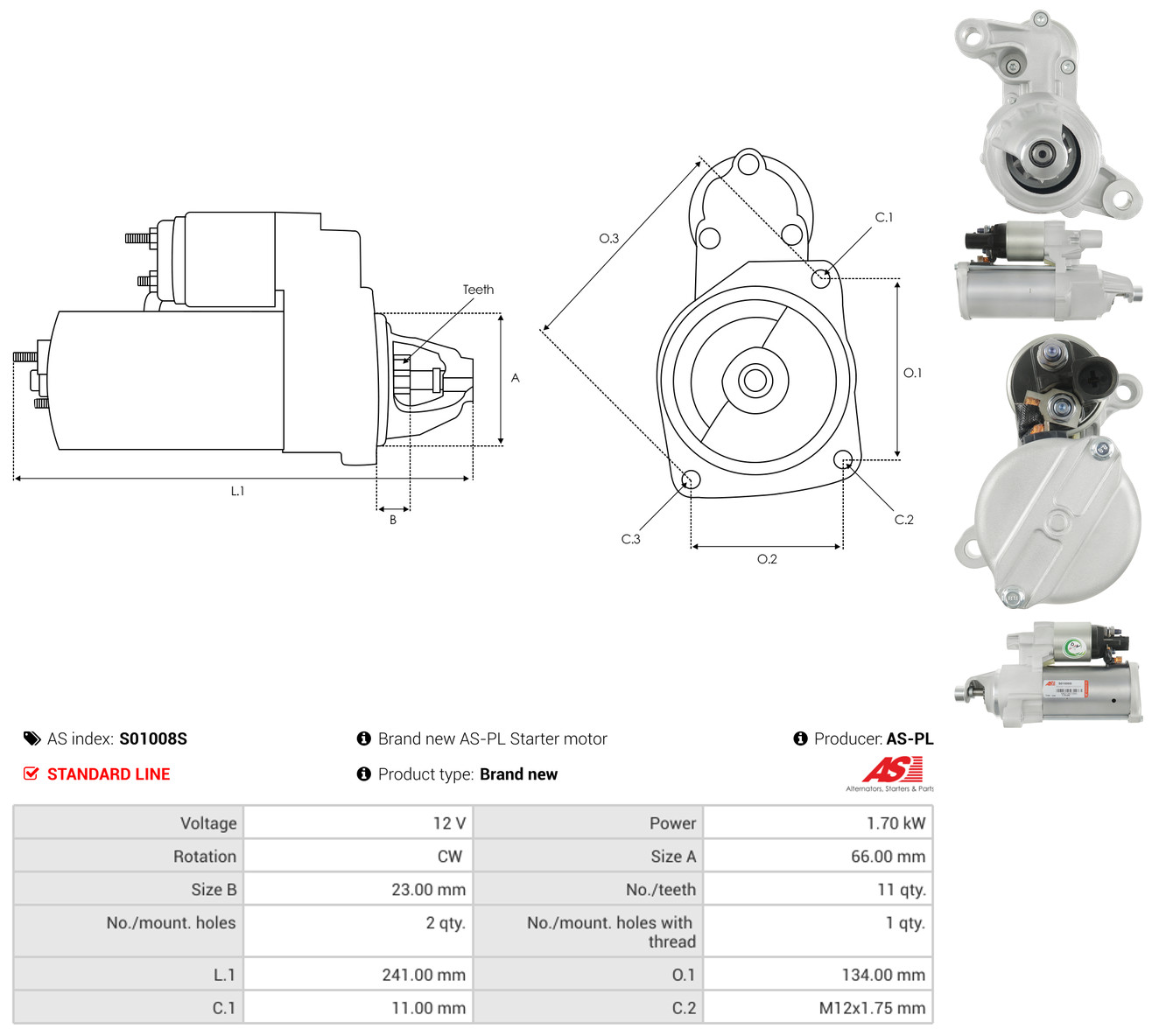 AS-PL Starter s01008s for VW