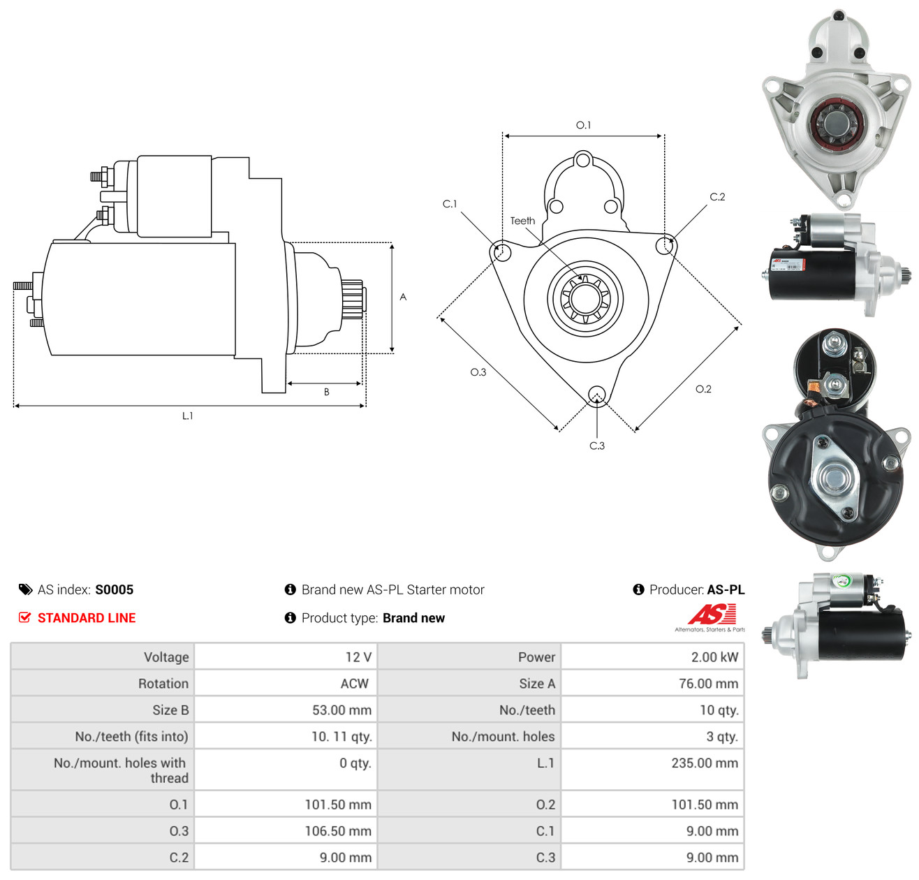 AS-PL Starter s0005 for DAF VW