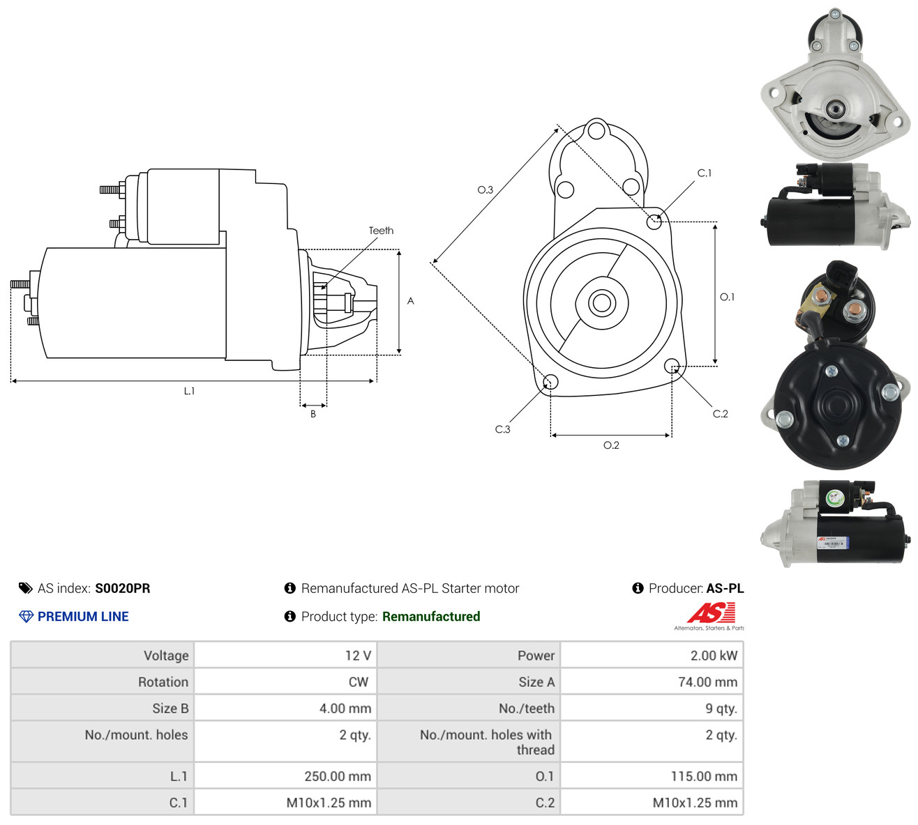 AS-PL Starter s0020pr for FORD TOYOTA