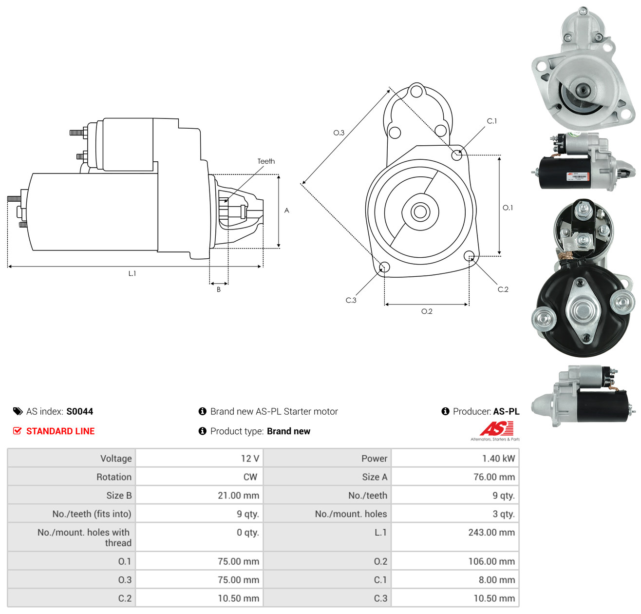 AS-PL Starter s0044 for BMW