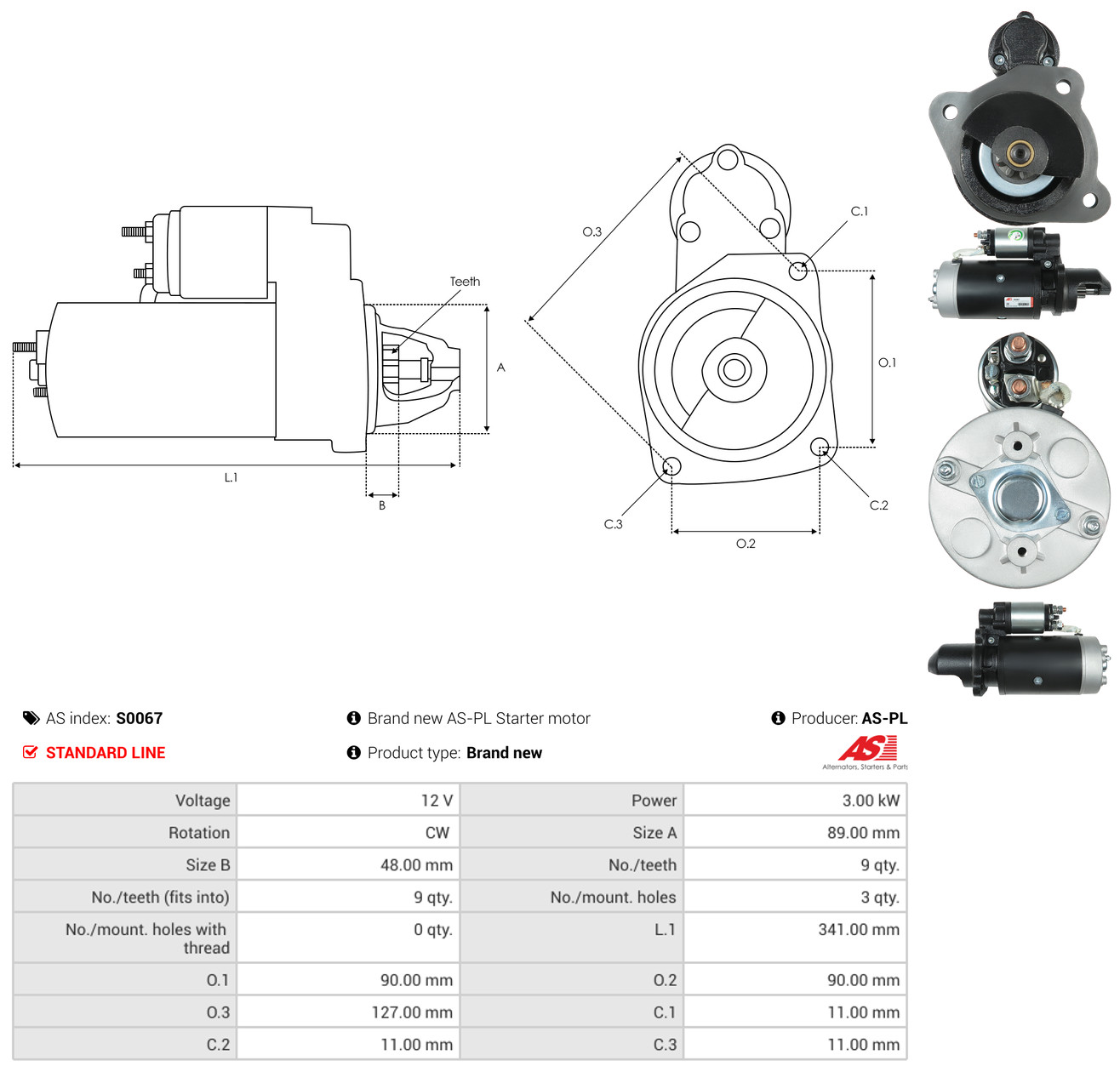 AS-PL Starter s0067 for MERCEDES-BENZ