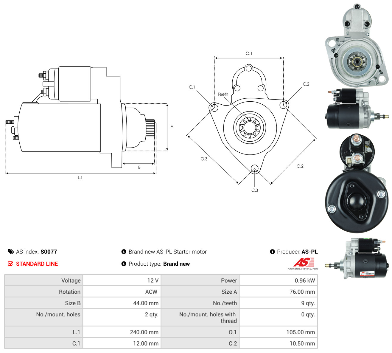 AS-PL Starter s0077 for DAF FORD VW