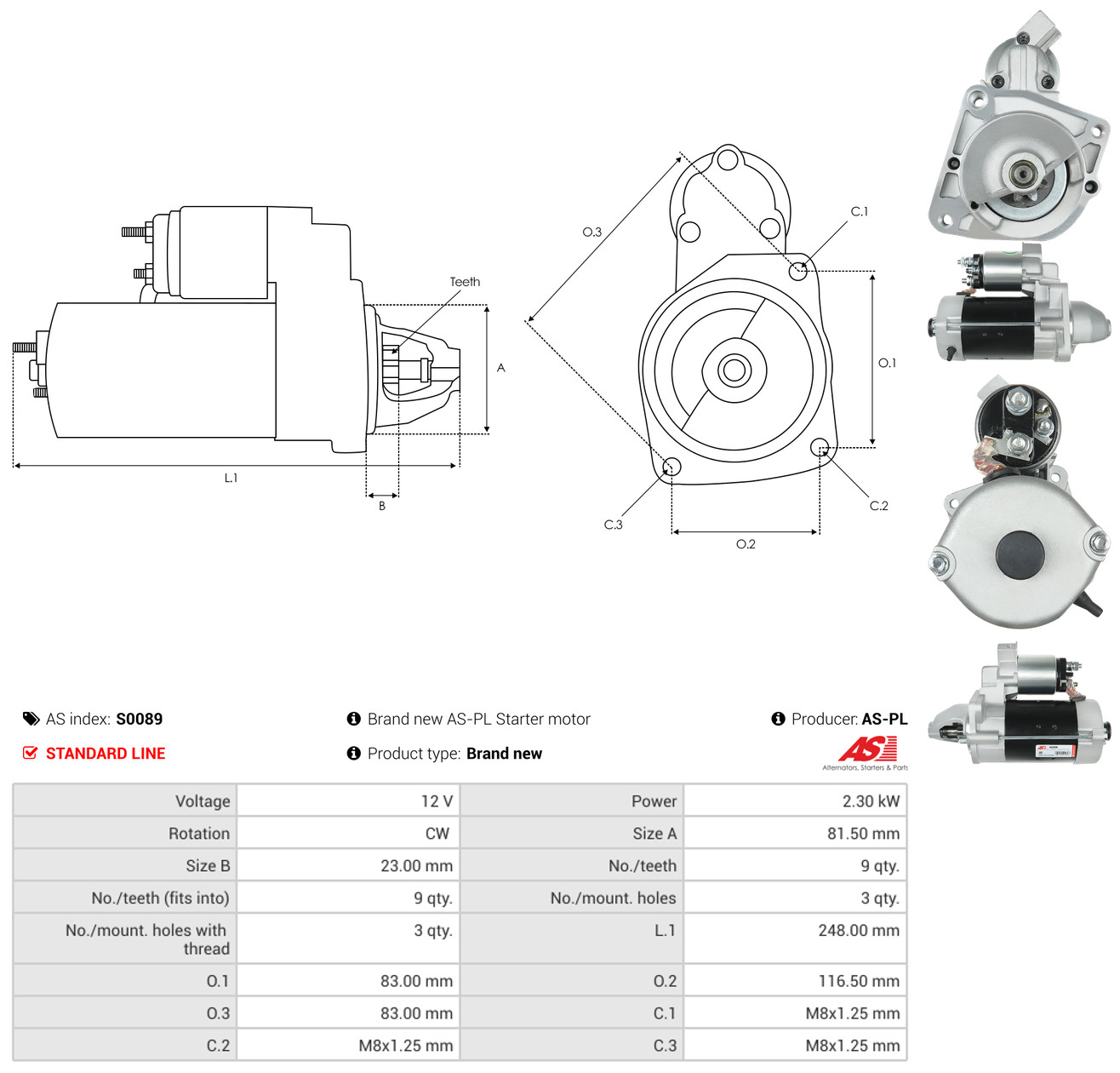 AS-PL Starter s0089 for IVECO FIAT DAF PEUGEOT