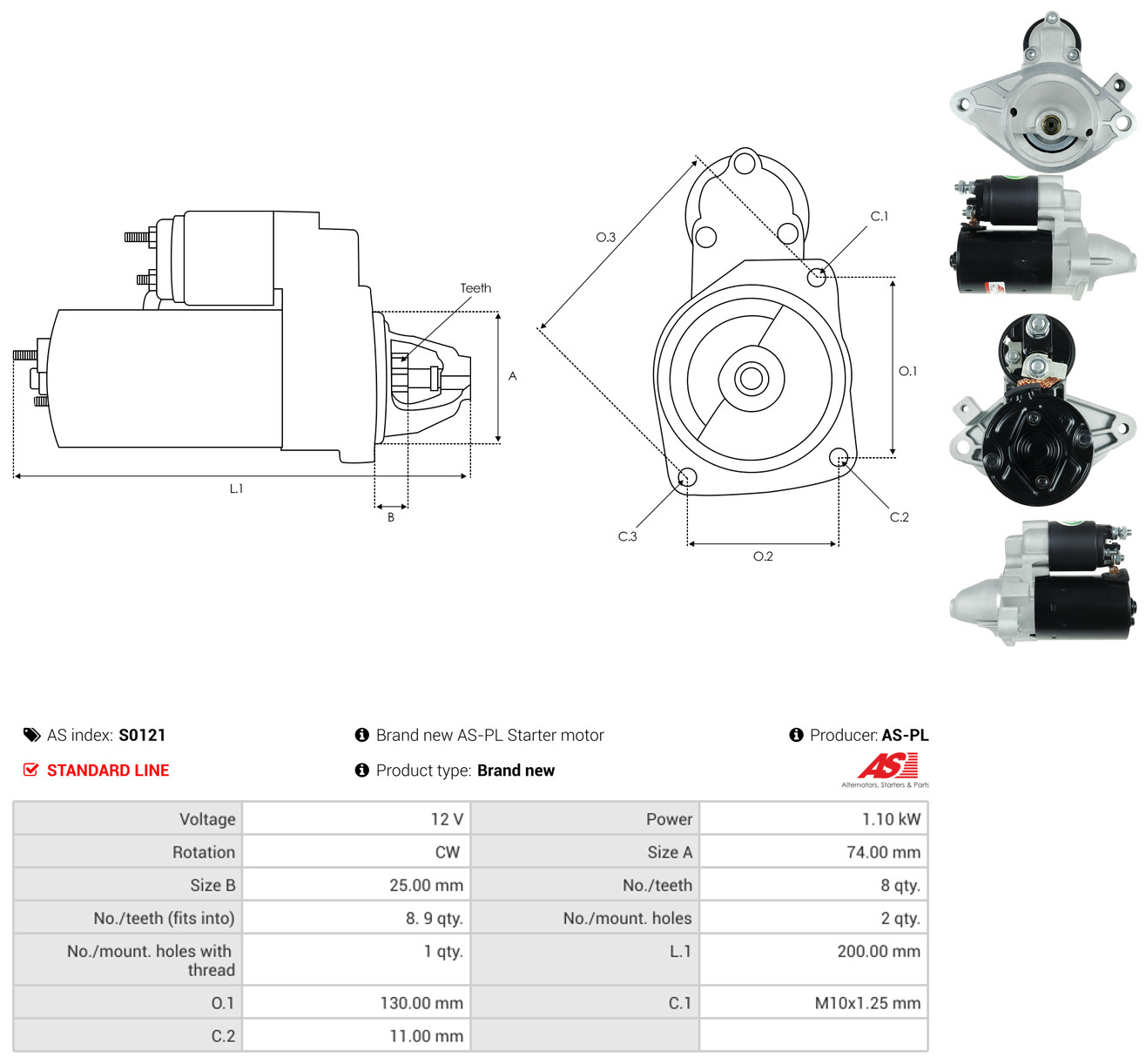 AS-PL Starter s0121 for PEUGEOT TOYOTA