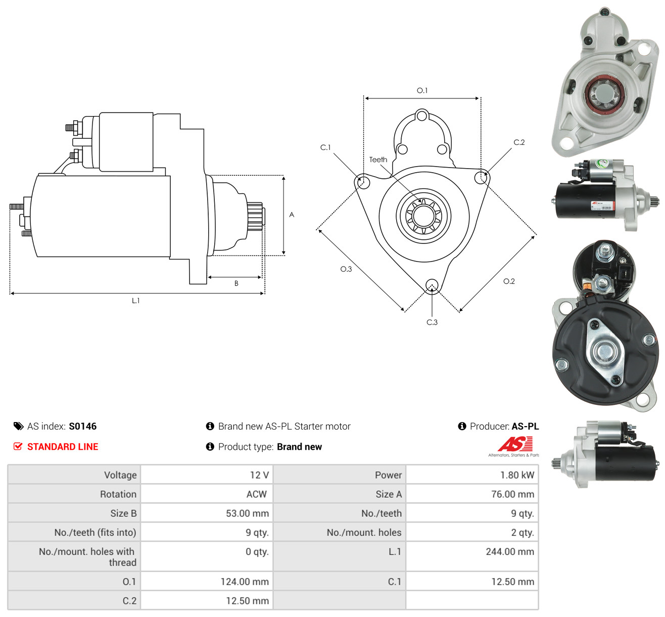 AS-PL Starter s0146 for VW
