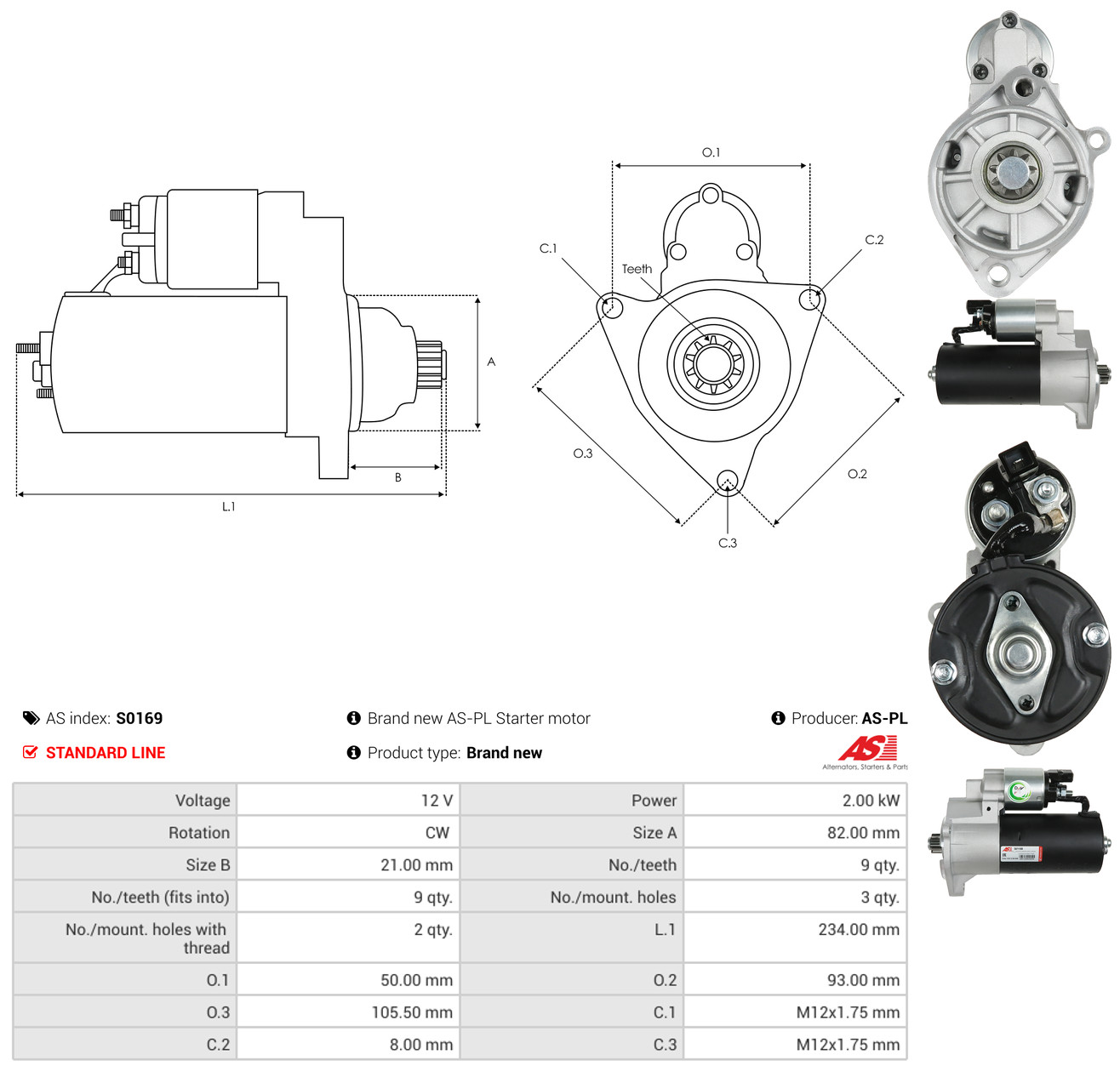 AS-PL Starter s0169 for VW DAF