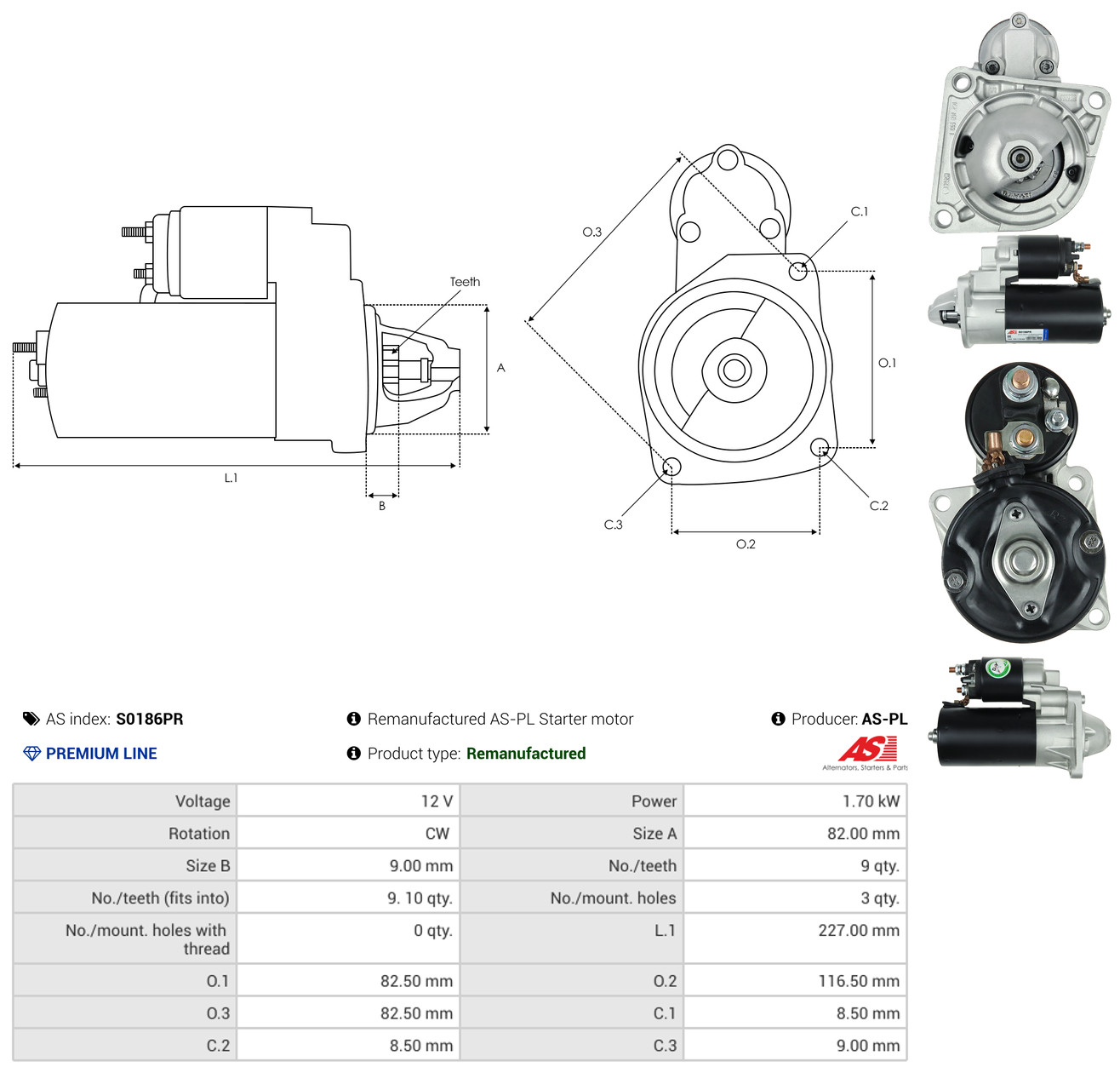 AS-PL Starter s0186pr for FIAT