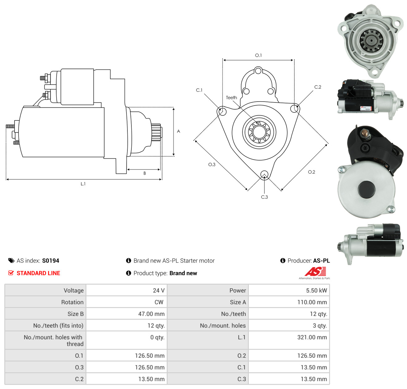 AS-PL Starter s0194 for DAF
