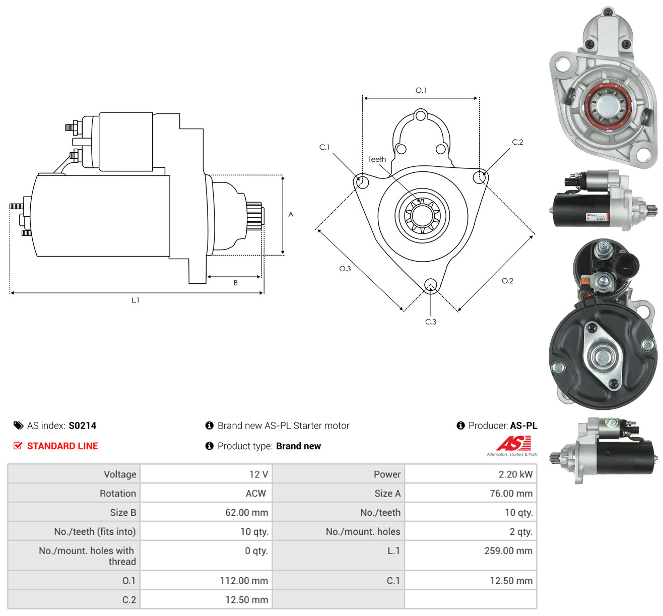 AS-PL Starter s0214 for VW
