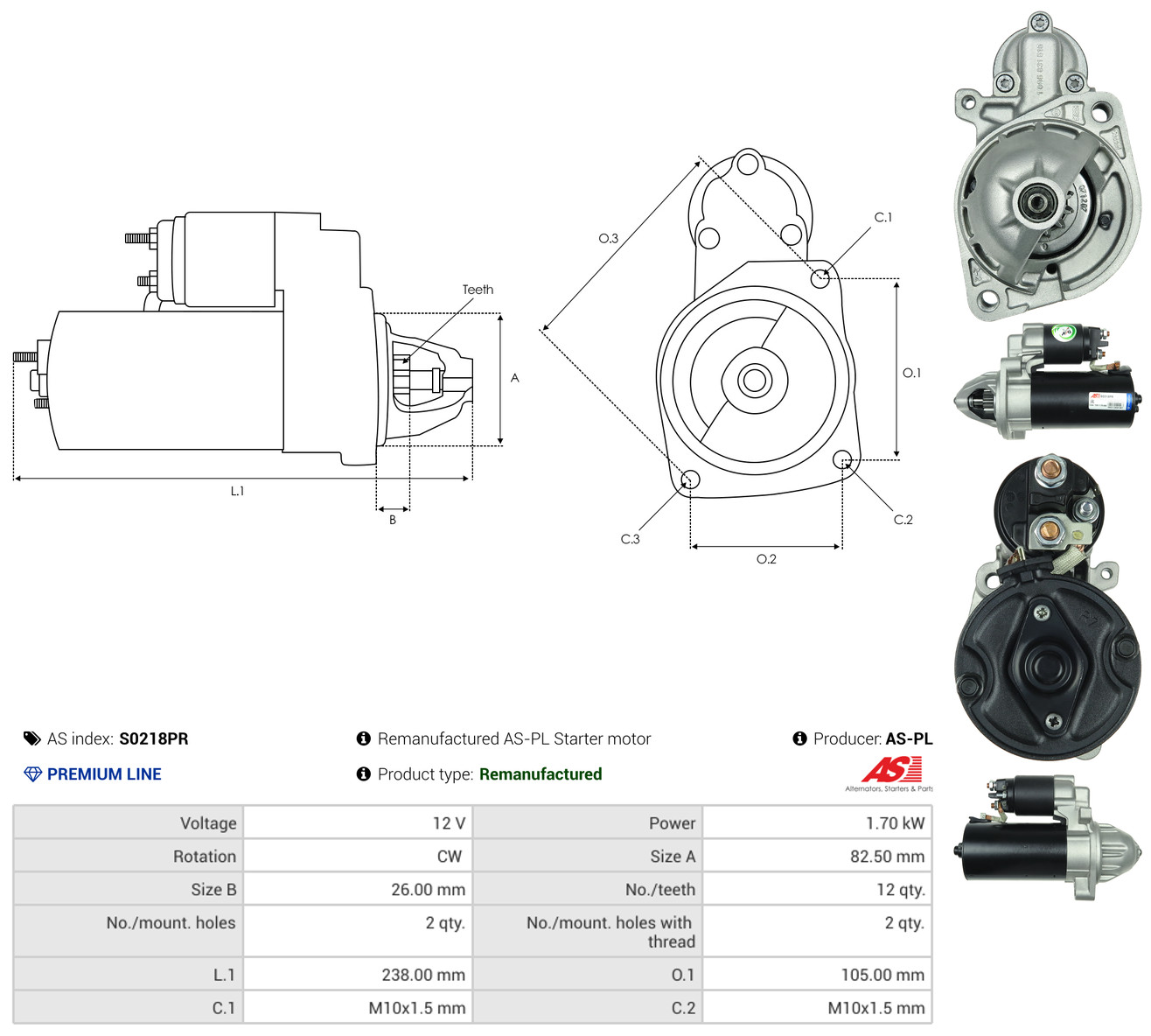 AS-PL Starter s0218pr for MERCEDES-BENZ