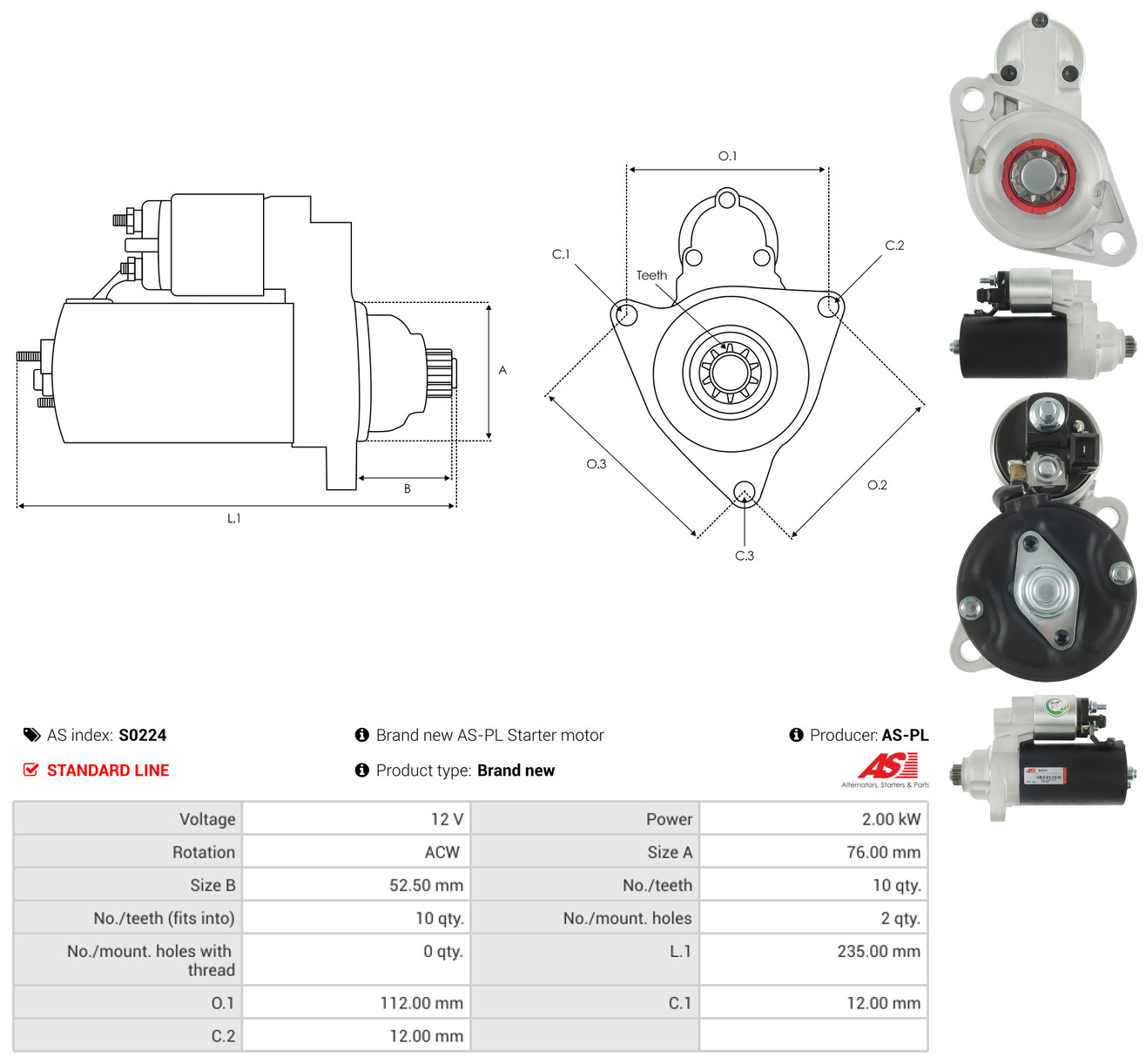 AS-PL Starter s0224 for VW