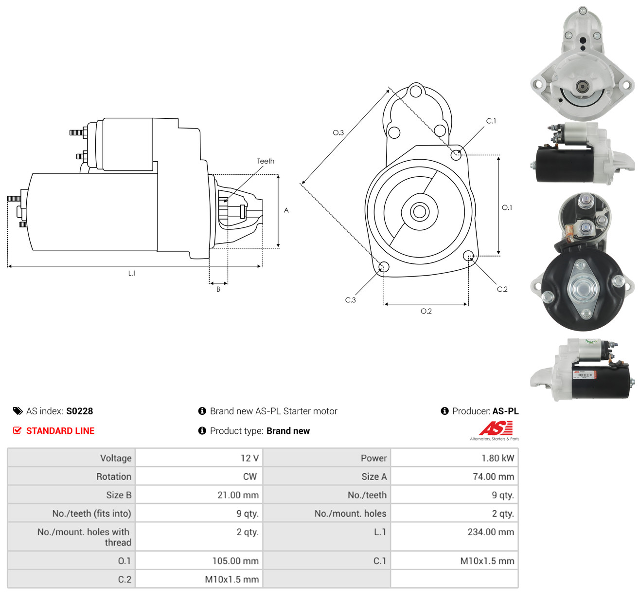 AS-PL Starter s0228 for STEYR BMW