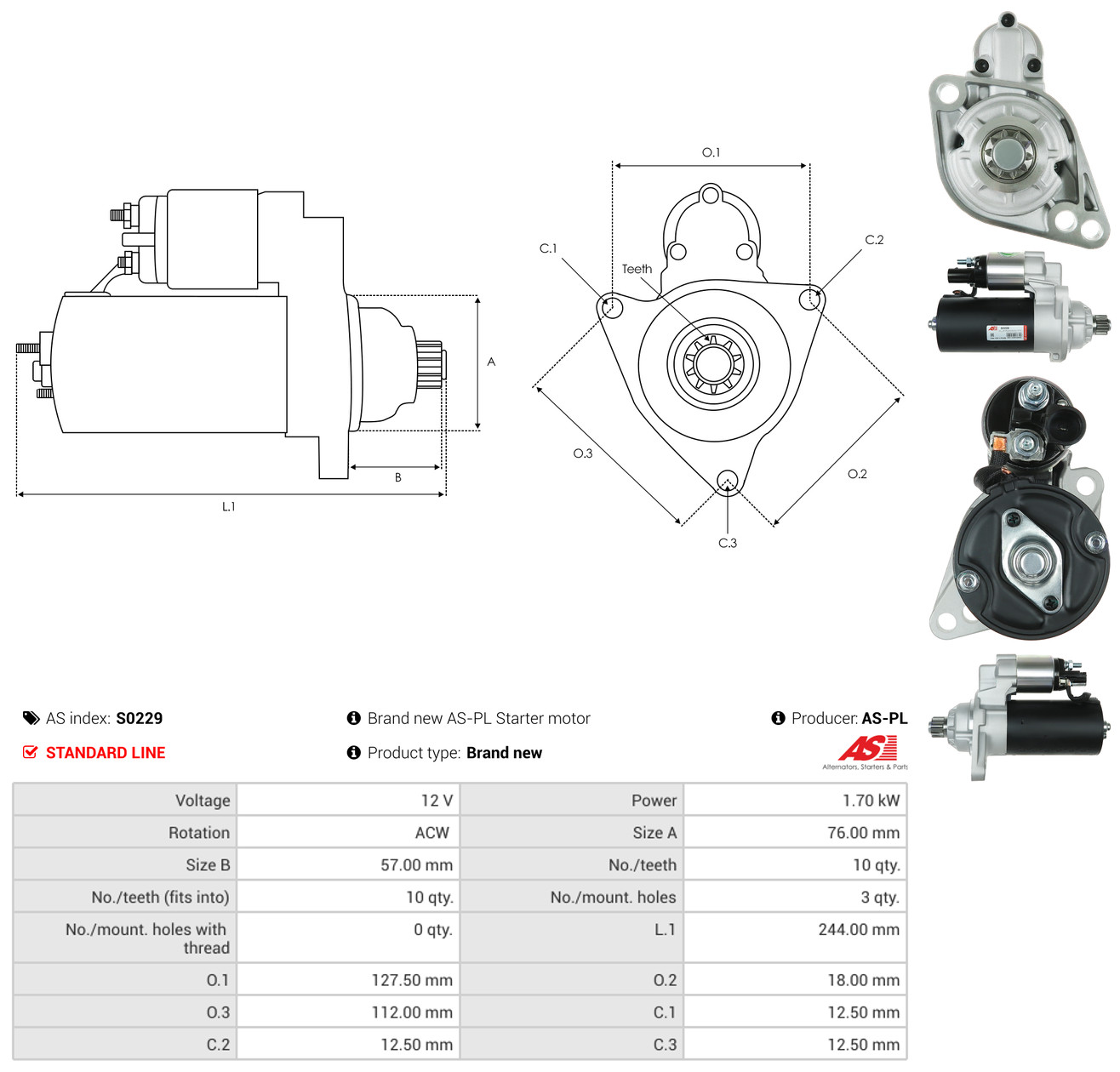 AS-PL Starter s0229 for VW