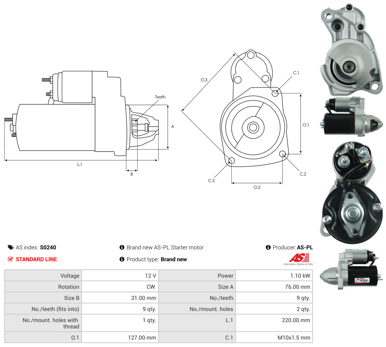 AS-PL Starter s0240 for VW