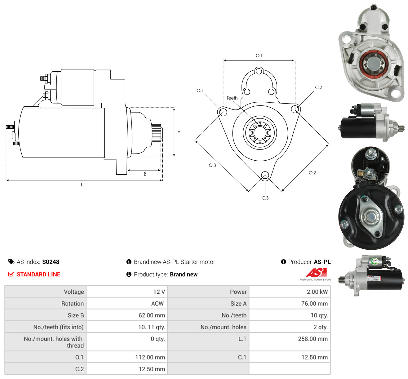 AS-PL Starter s0248 for FORD VW