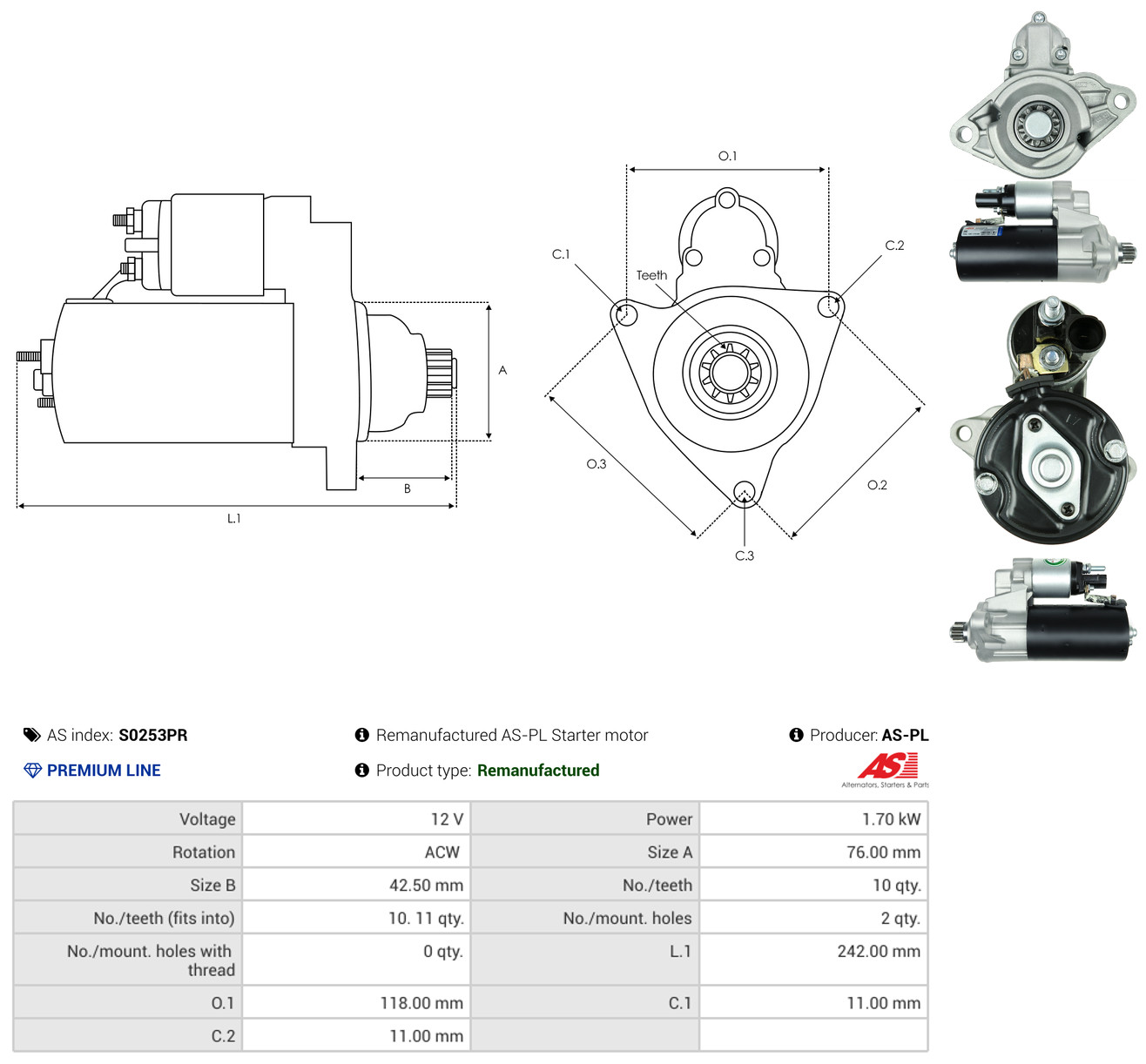 AS-PL Starter s0253pr for VW