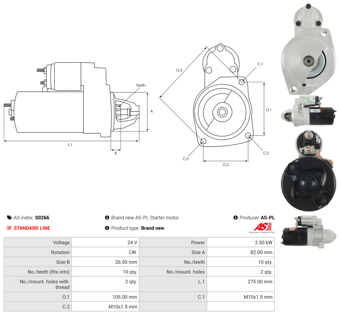 AS-PL Starter s0266 for MERCEDES-BENZ