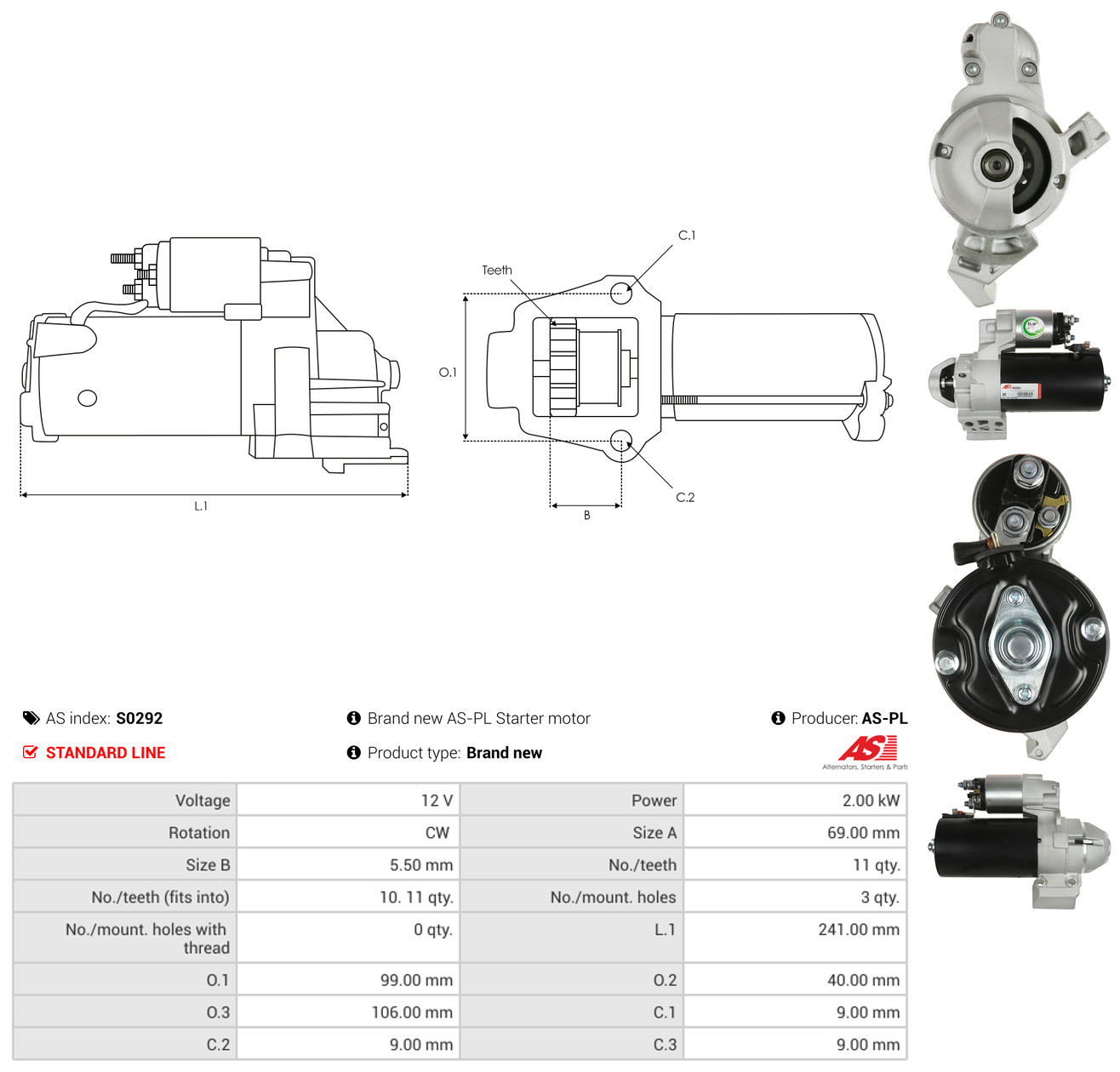 AS-PL Starter s0292 for STEYR BMW