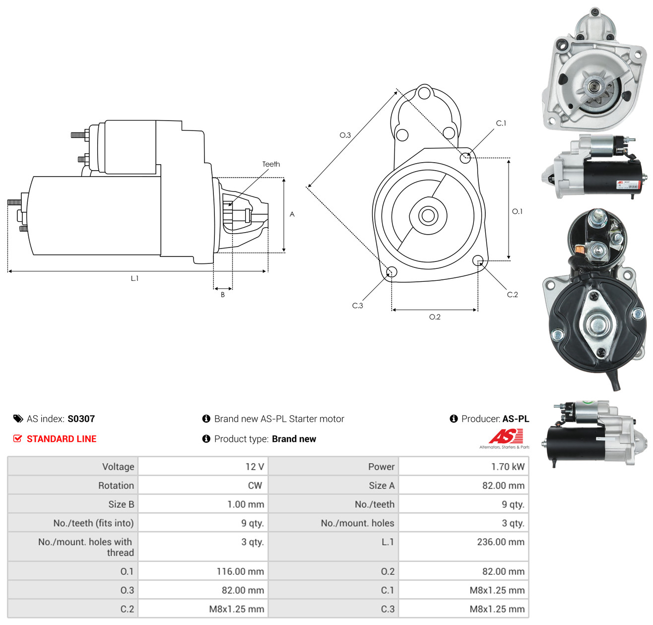 AS-PL Starter s0307 for FIAT