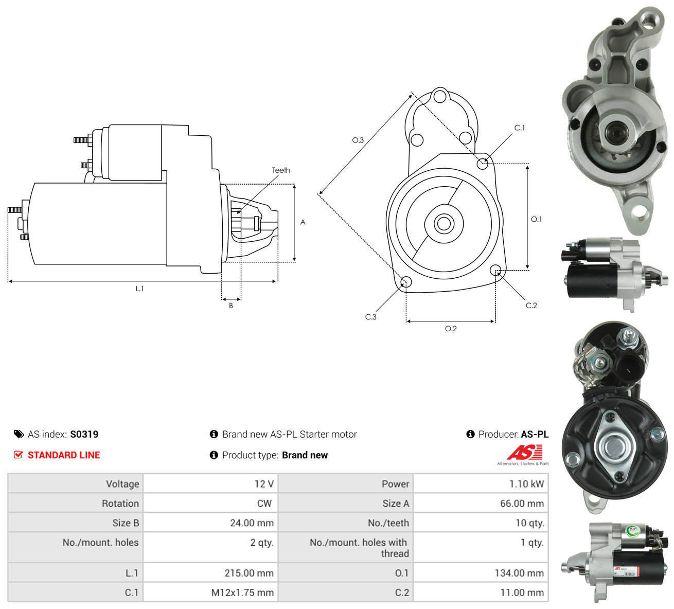 AS-PL Starter s0319 for VW