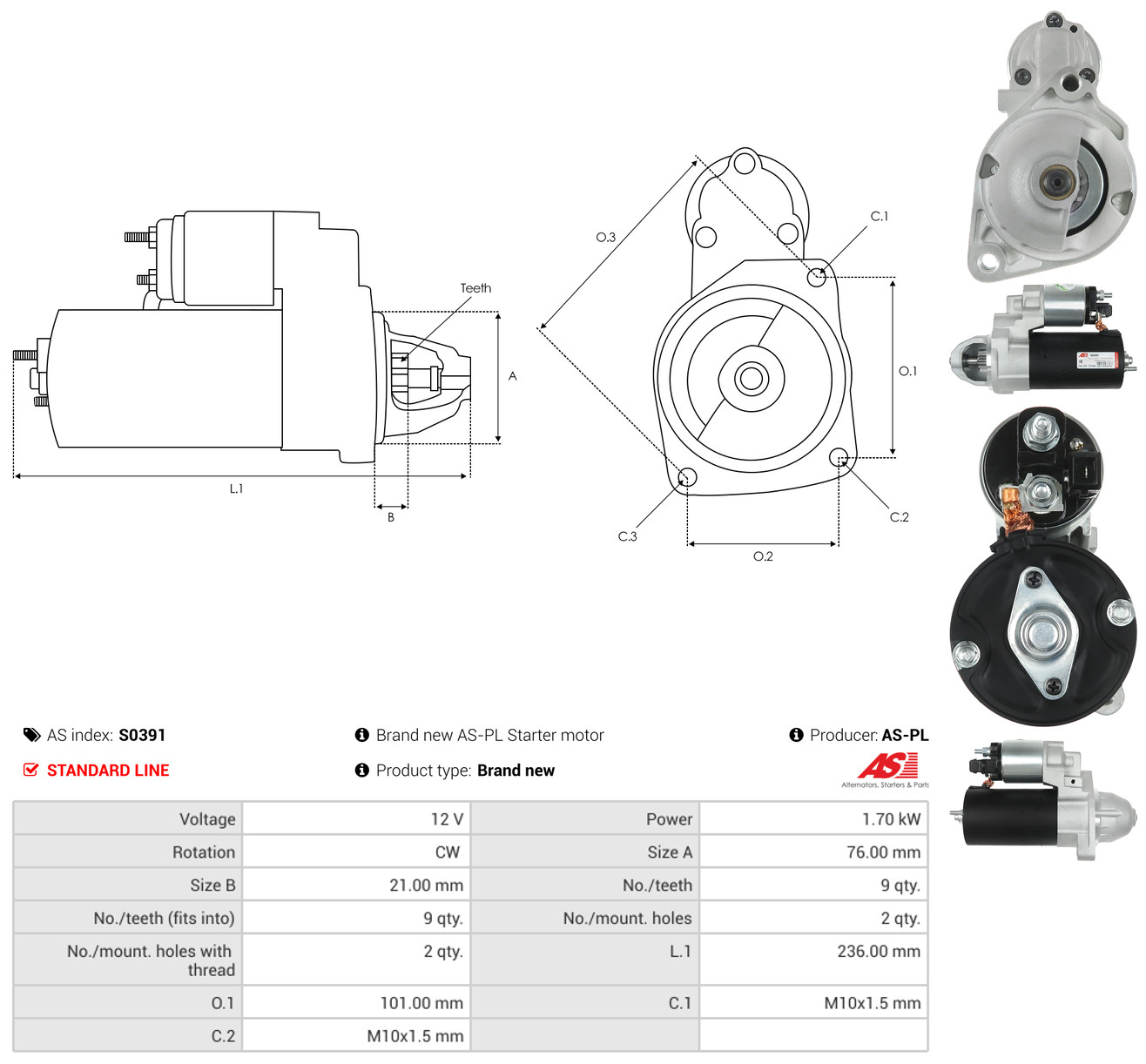 AS-PL Starter s0391 for BMW
