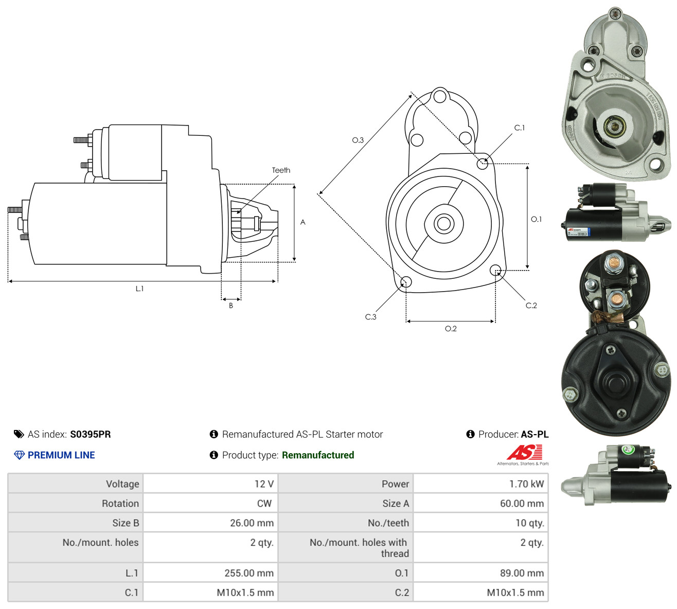 AS-PL Starter s0395pr for MERCEDES-BENZ