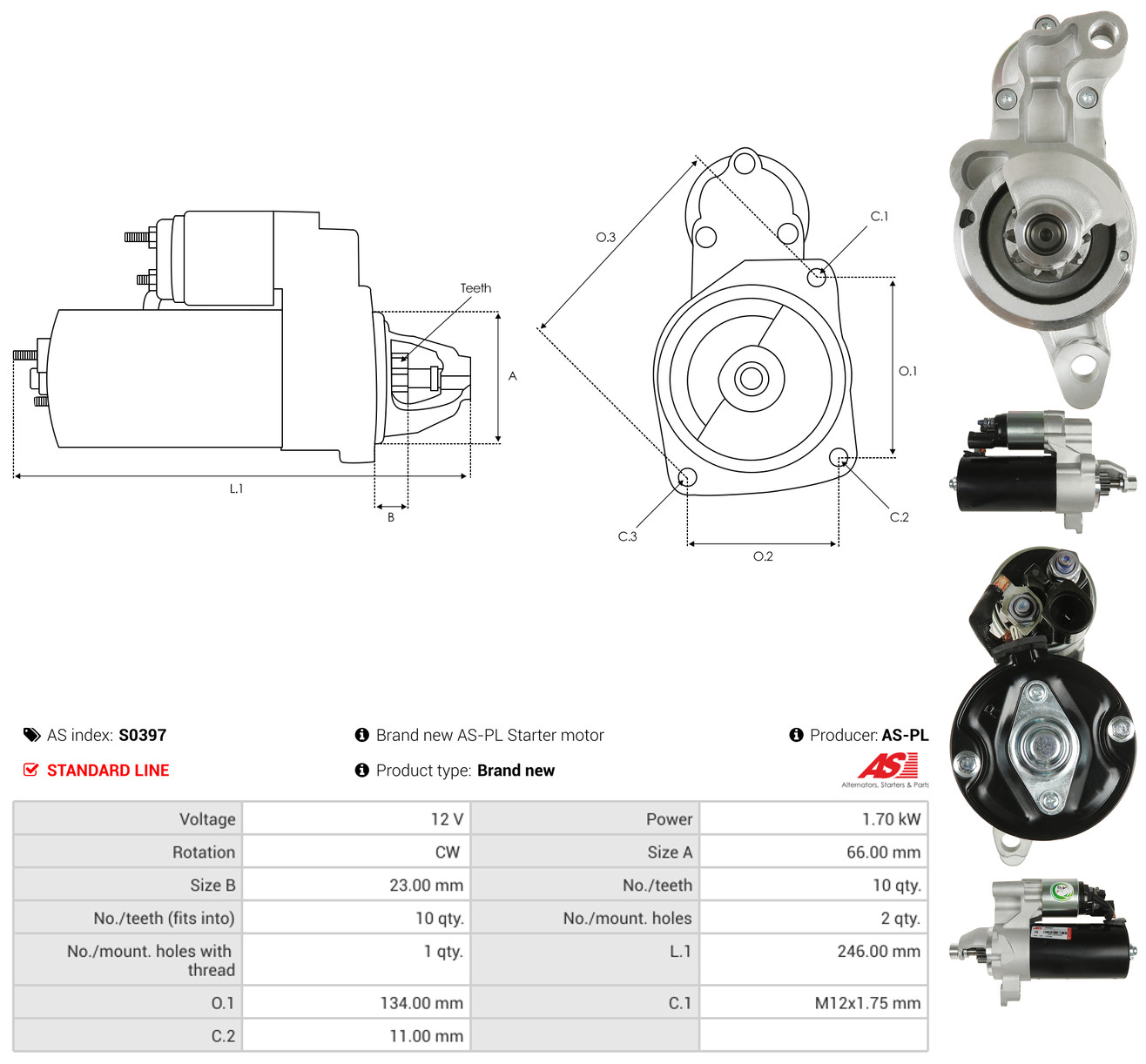 AS-PL Starter s0397 for VW
