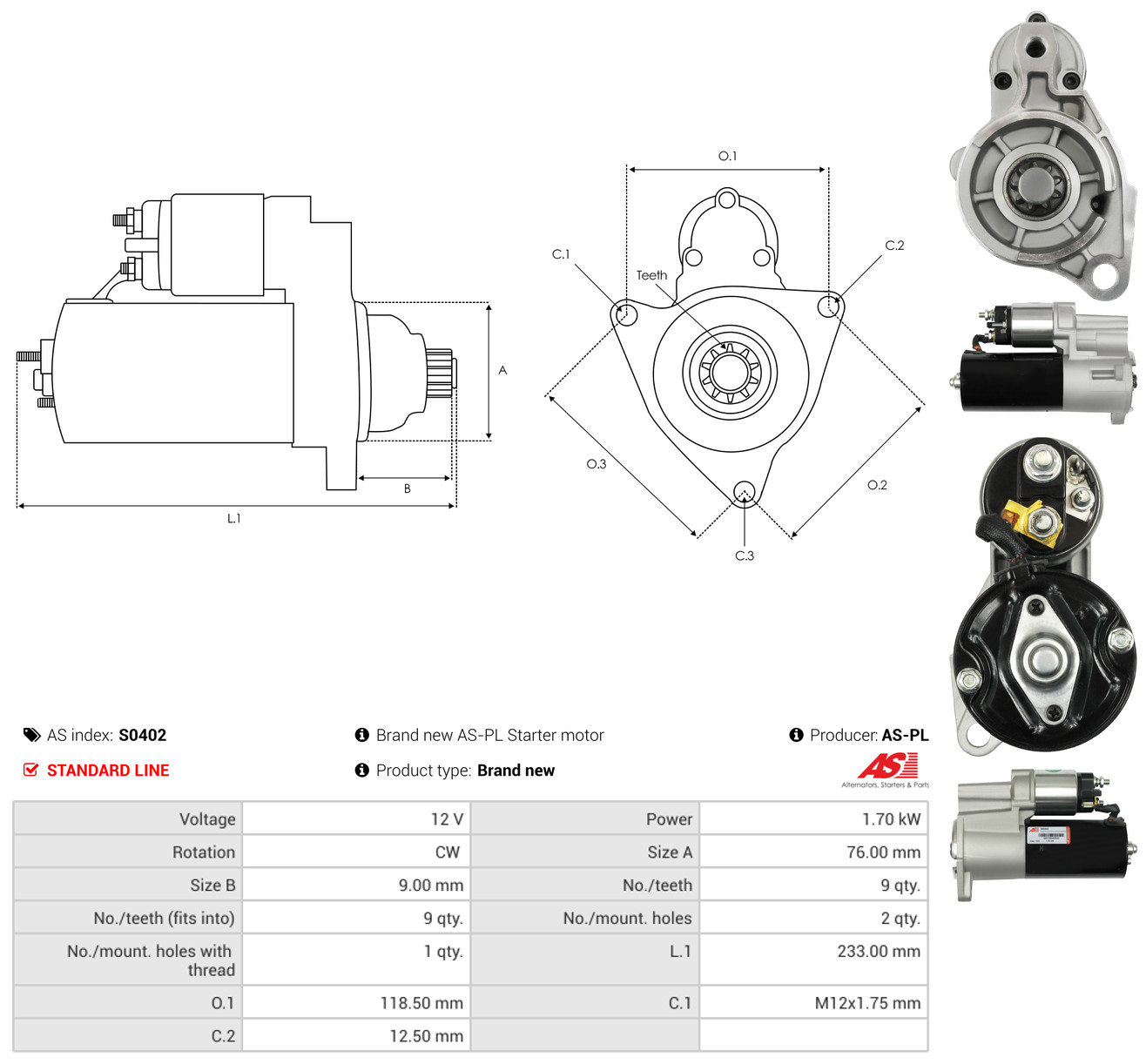 AS-PL Starter s0402 for PORSCHE VW